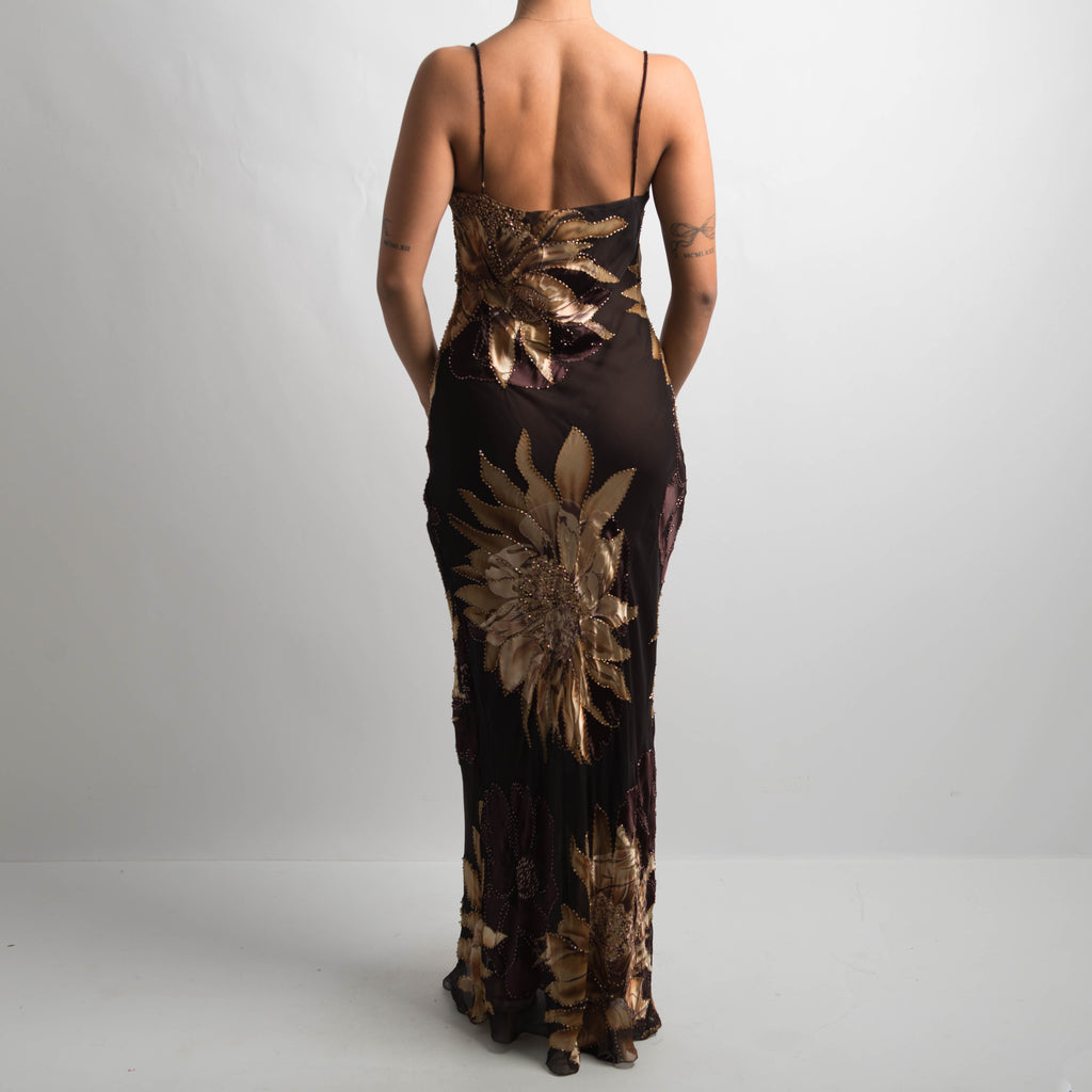 FLORAL SILK BEADED DRESS