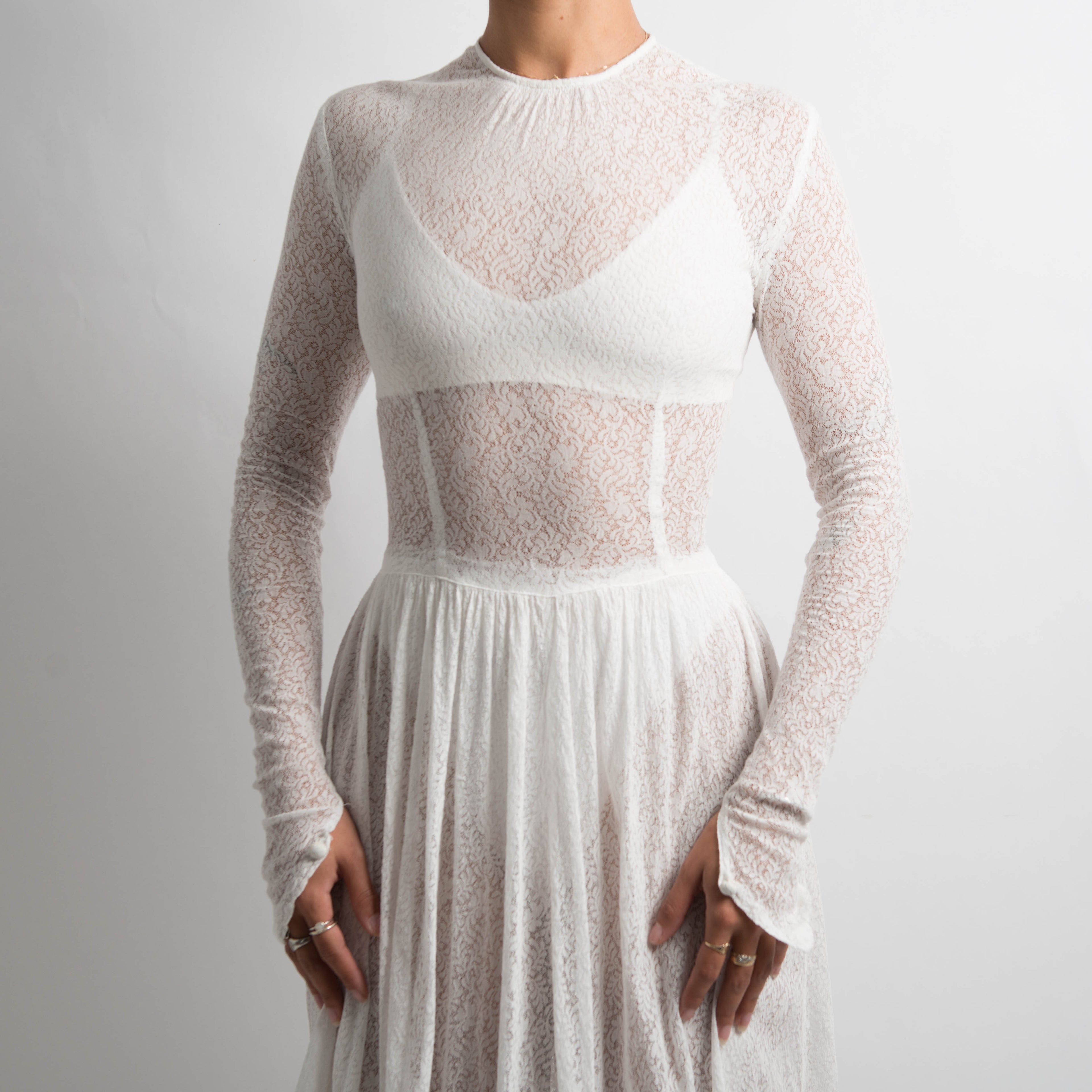 VINTAGE SHEER LACE BRIDAL GOWN