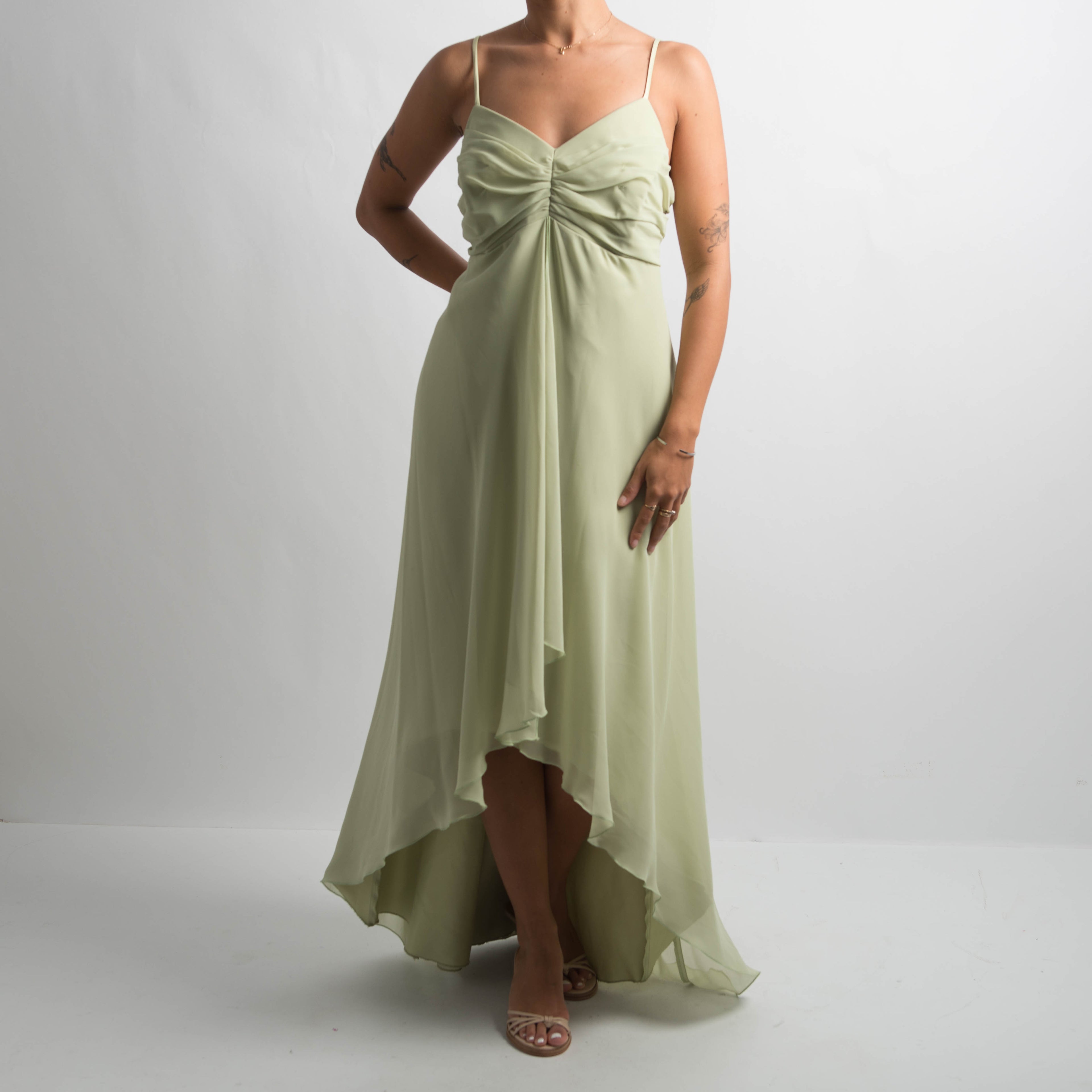 GREEN WATERFALL GOWN