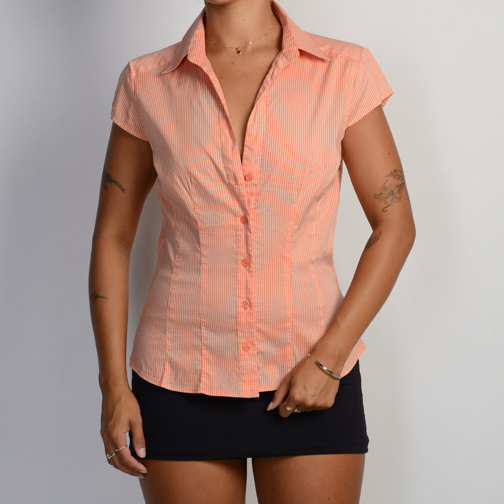 ORANGE PLAID BLOUSE