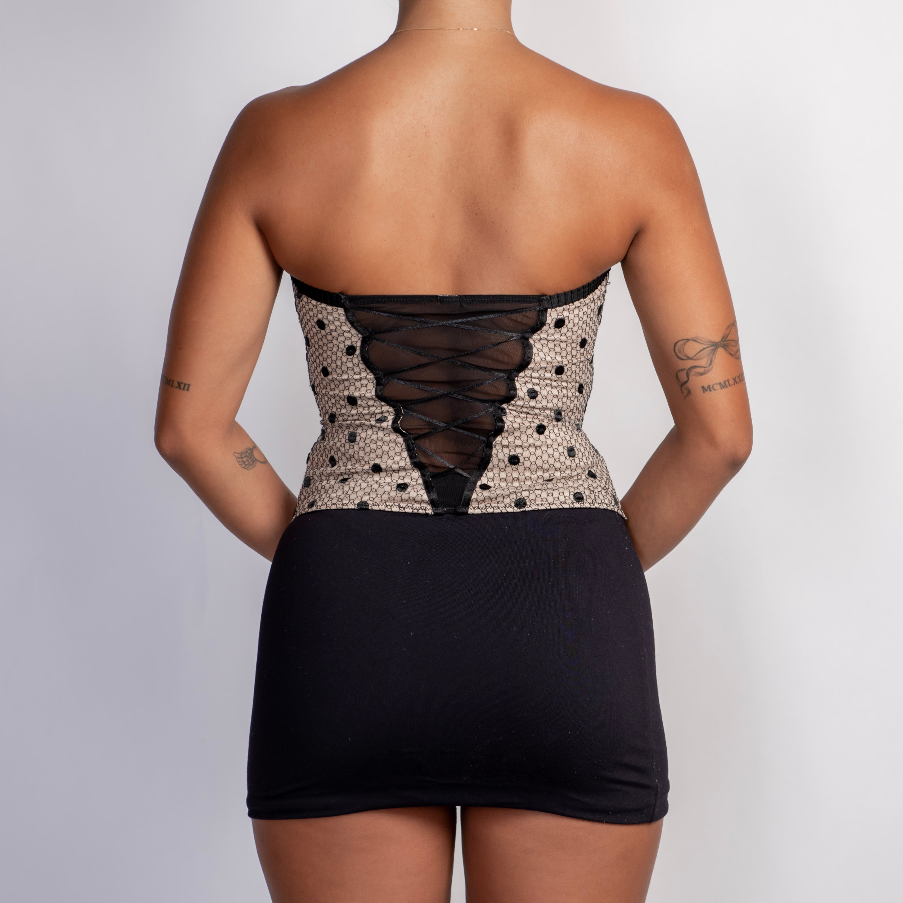 STRAPLESS POLKA DOT CORSET