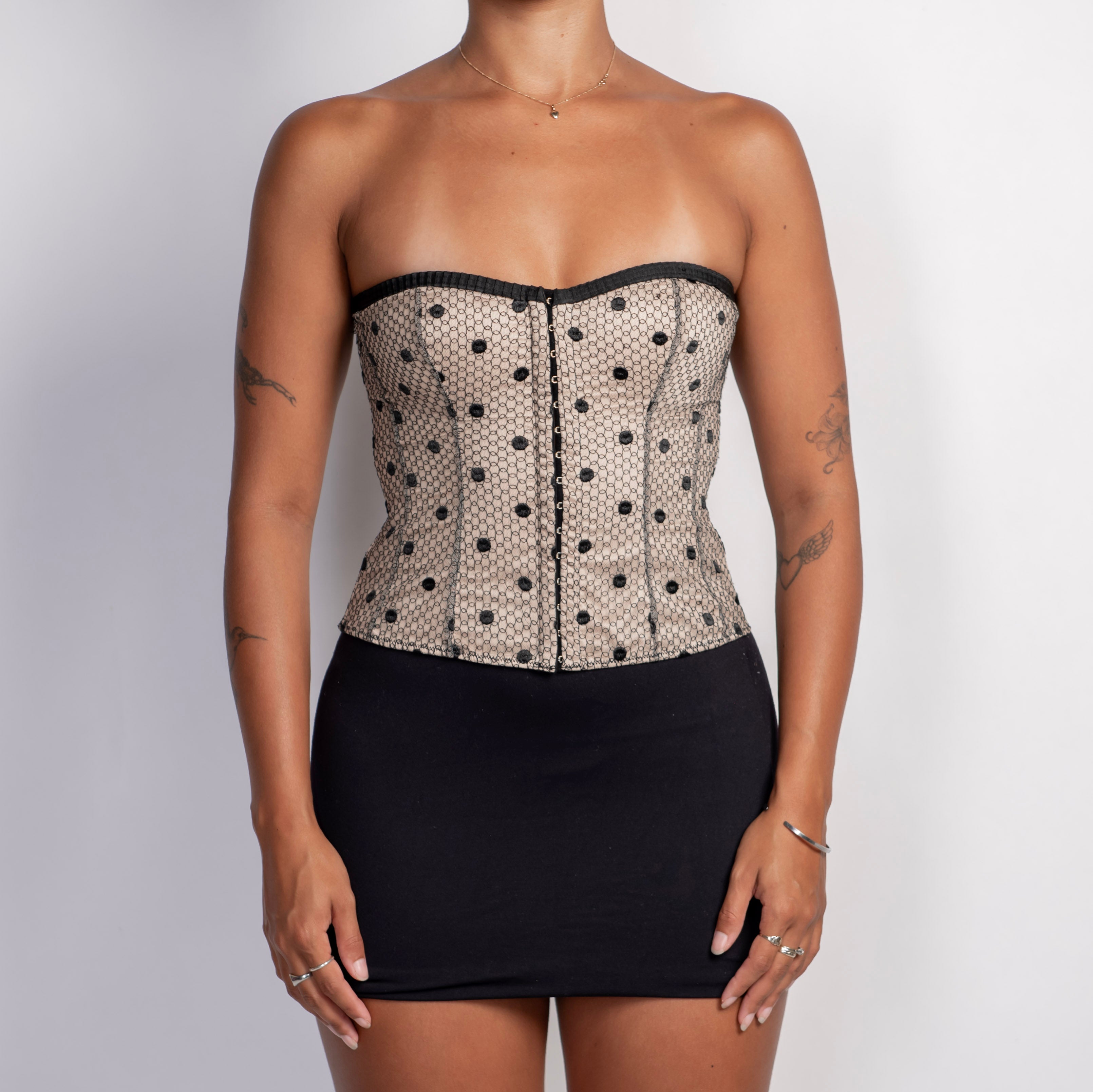 STRAPLESS POLKA DOT CORSET
