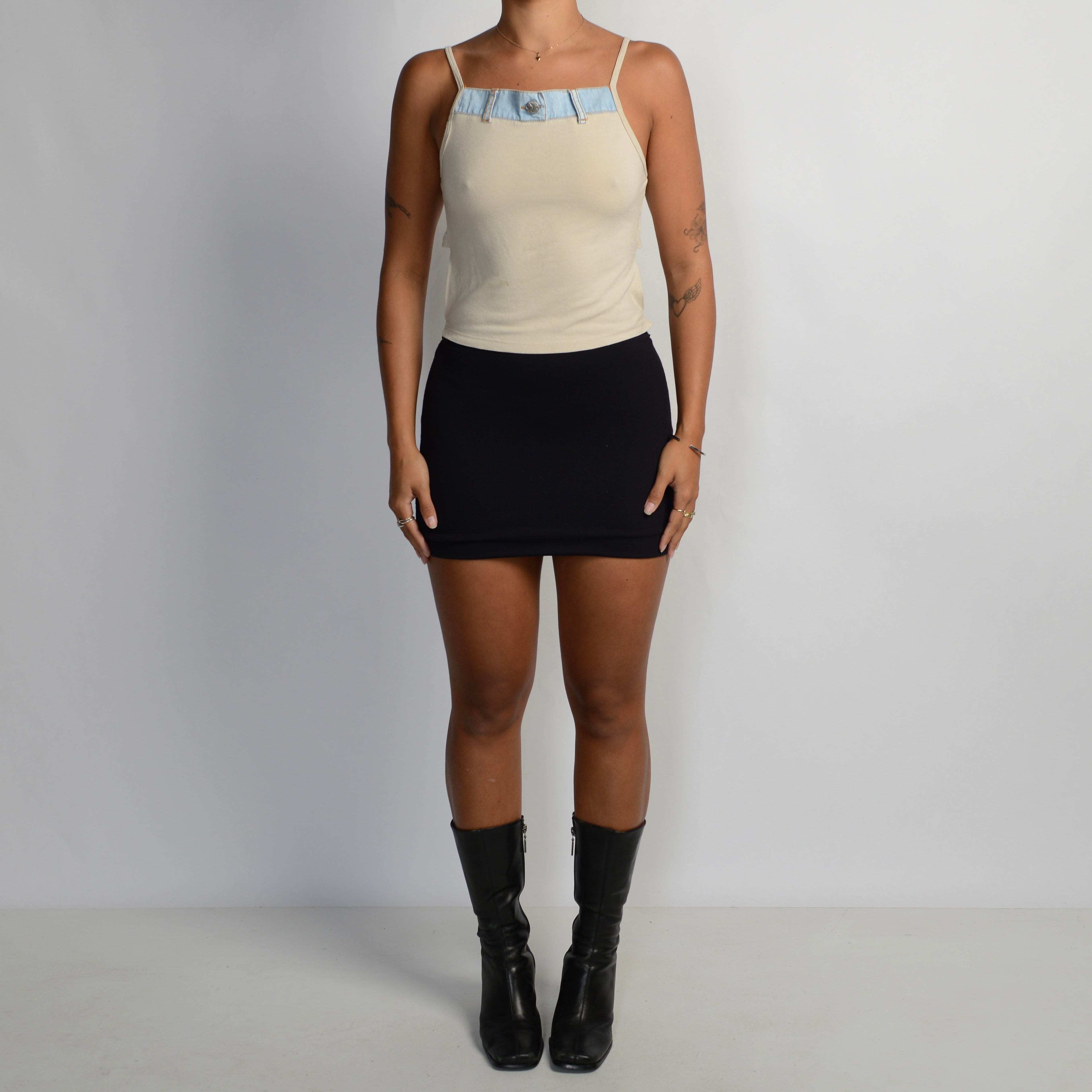 BEIGE DENIM DETAIL CAMISOLE