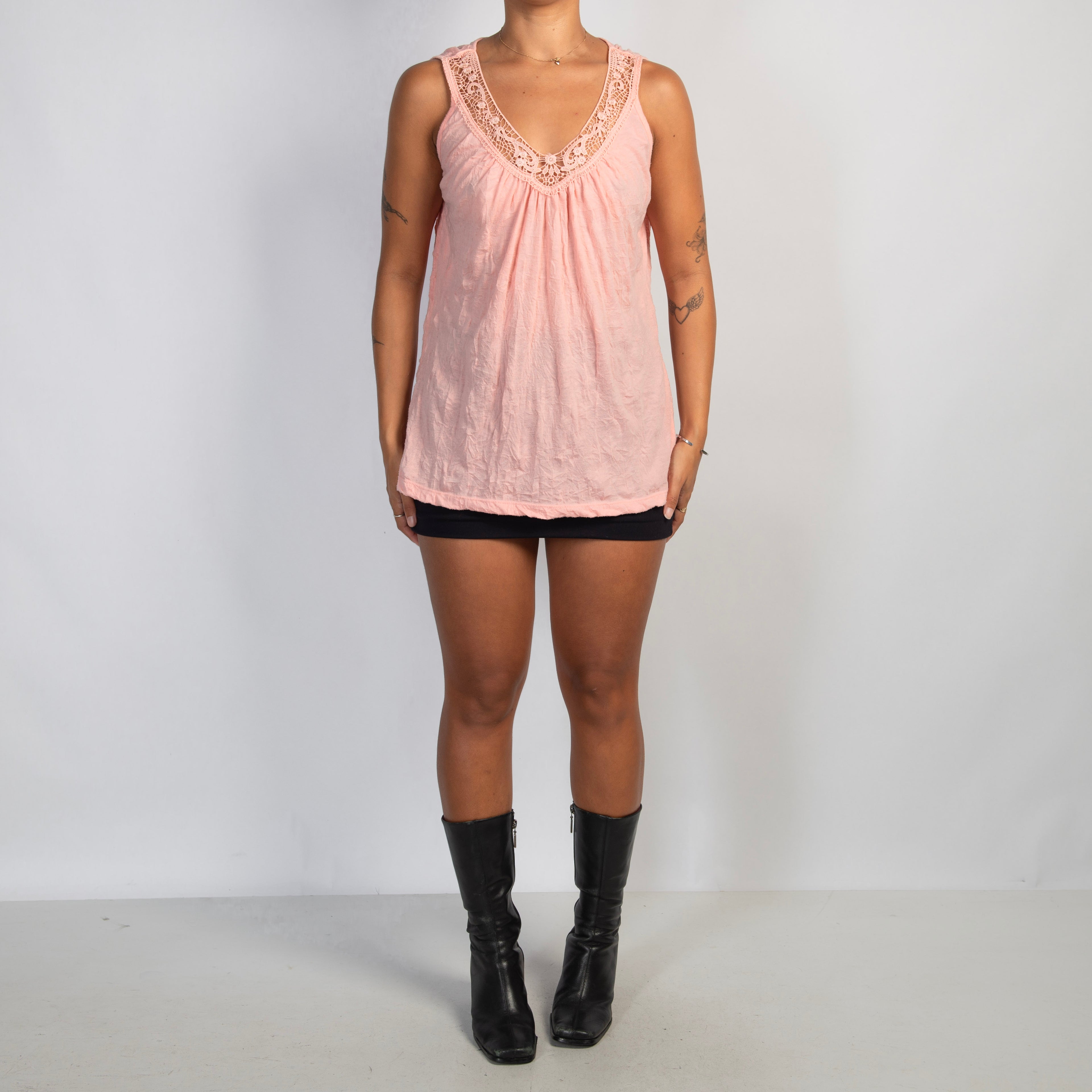 PINK V NECK TANK TOP