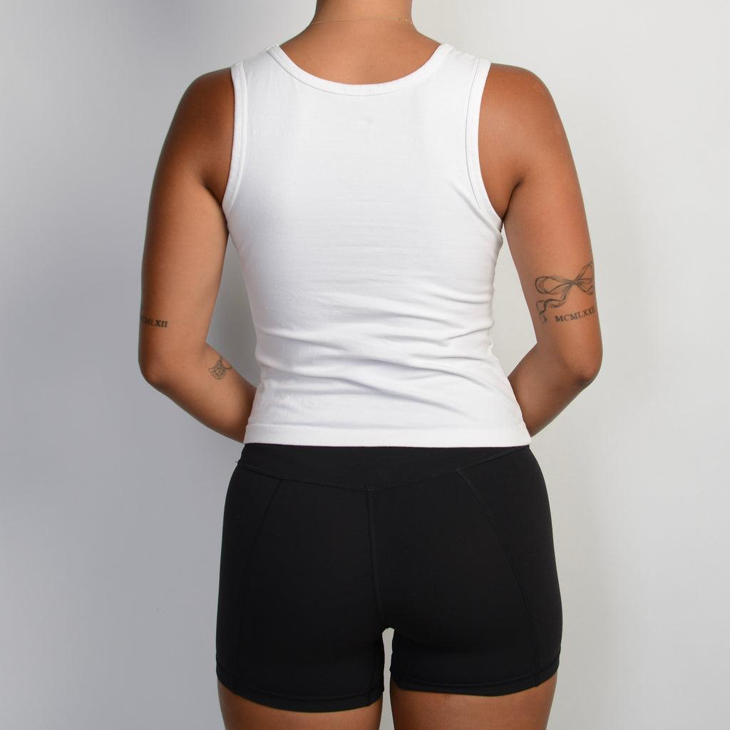 WHITE SCOOP TANK TOP
