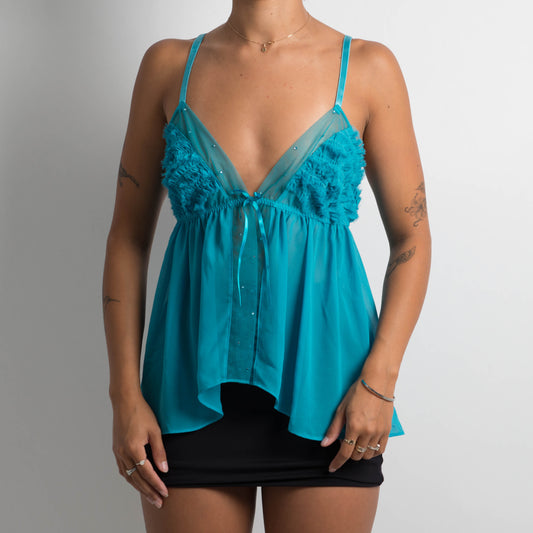 BLUE OPEN FRONT CAMISOLE