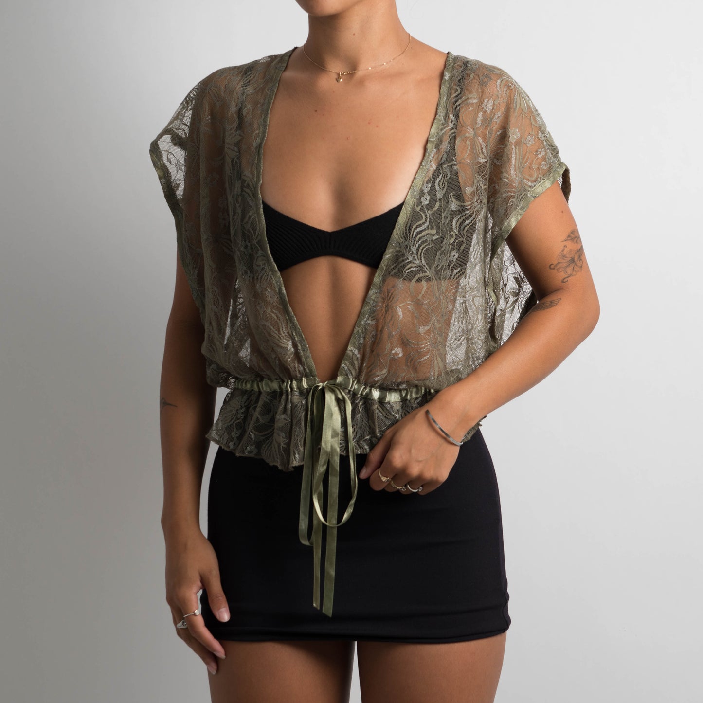 KHAKI LACE TOP