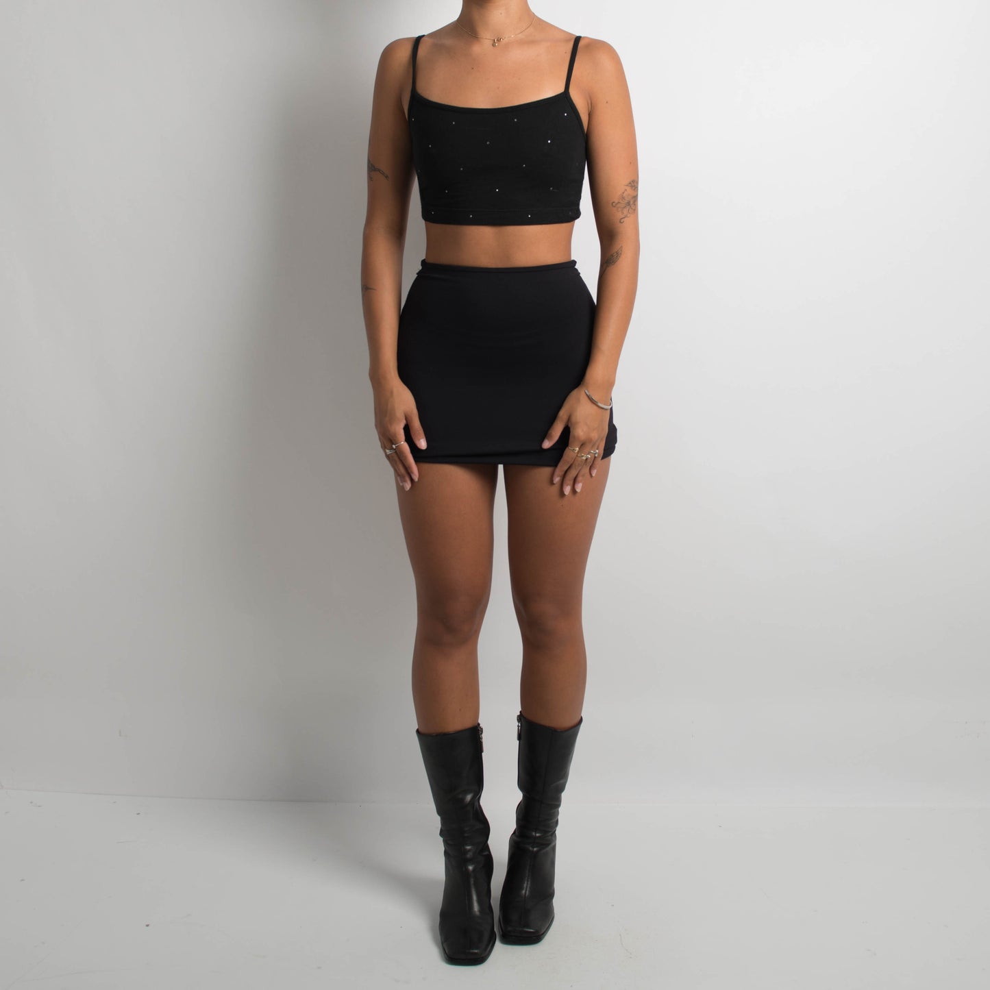 BLACK DIAMANTE CROP TOP