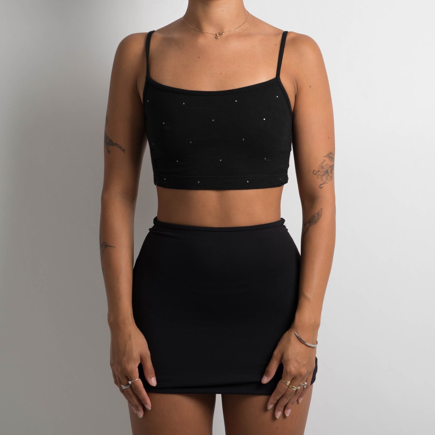 BLACK DIAMANTE CROP TOP