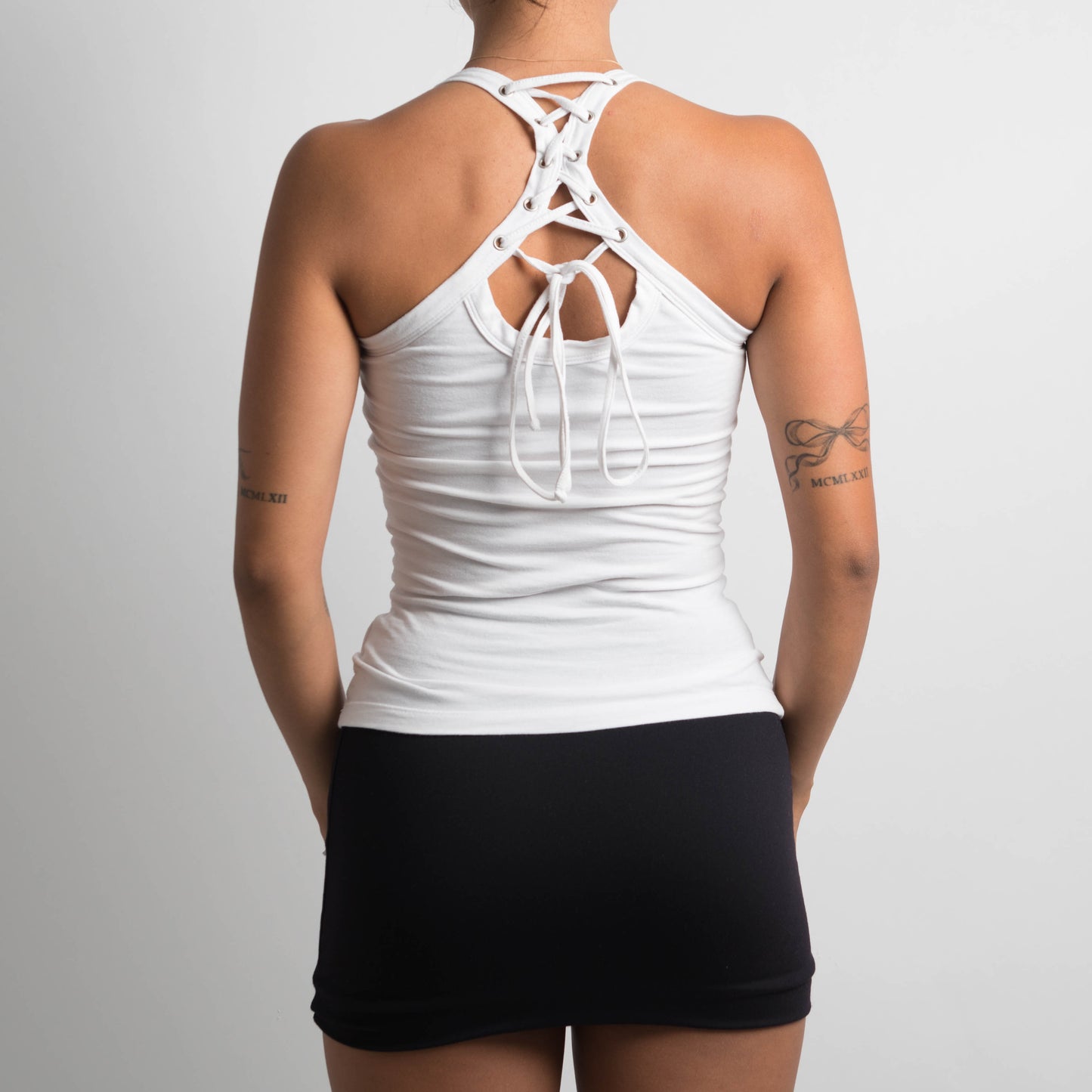 WHITE RACERBACK TANK TOP