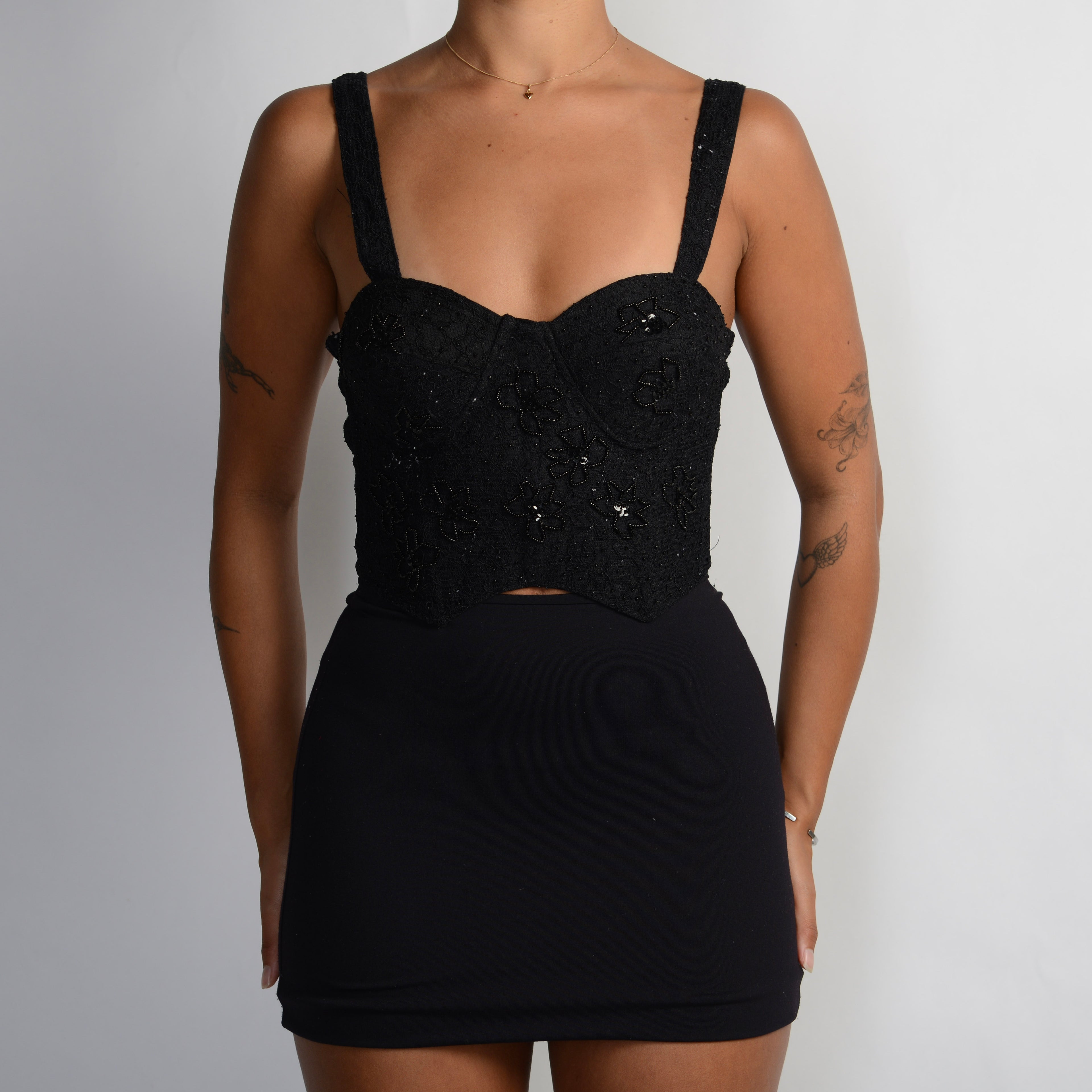 BLACK BEADED BUSTIER