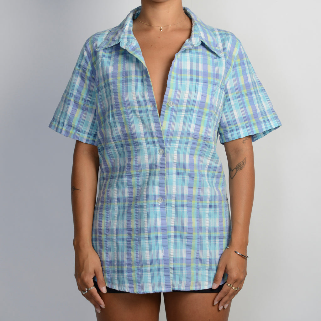 BLUE BUTTON UP SHIRT