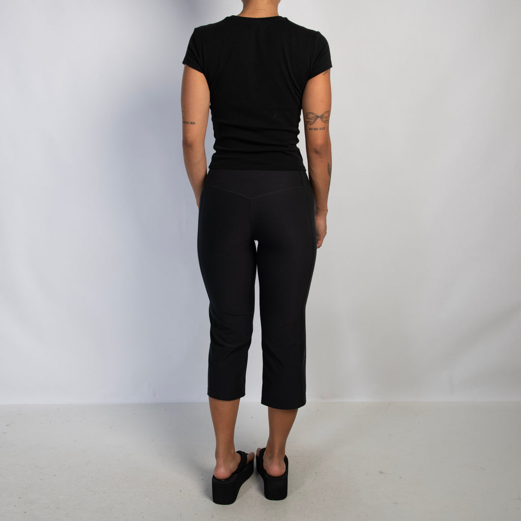 BLACK CROP FLARE TIGHTS