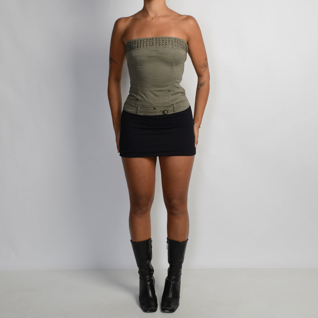 KHAKI CARGO STRAPLESS TOP