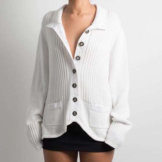 CARDIGAN EN MAILLE ÉPAISSE BLANC