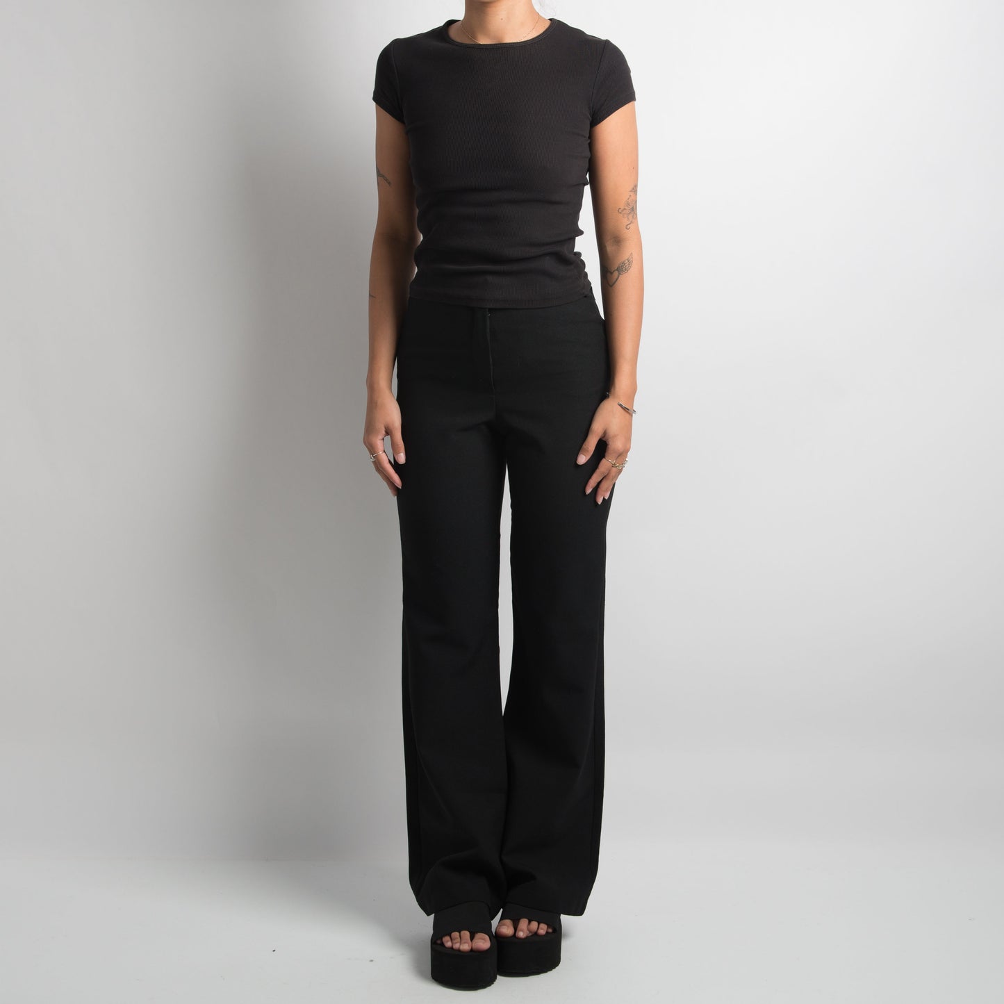 BLACK BOOTCUT TROUSERS