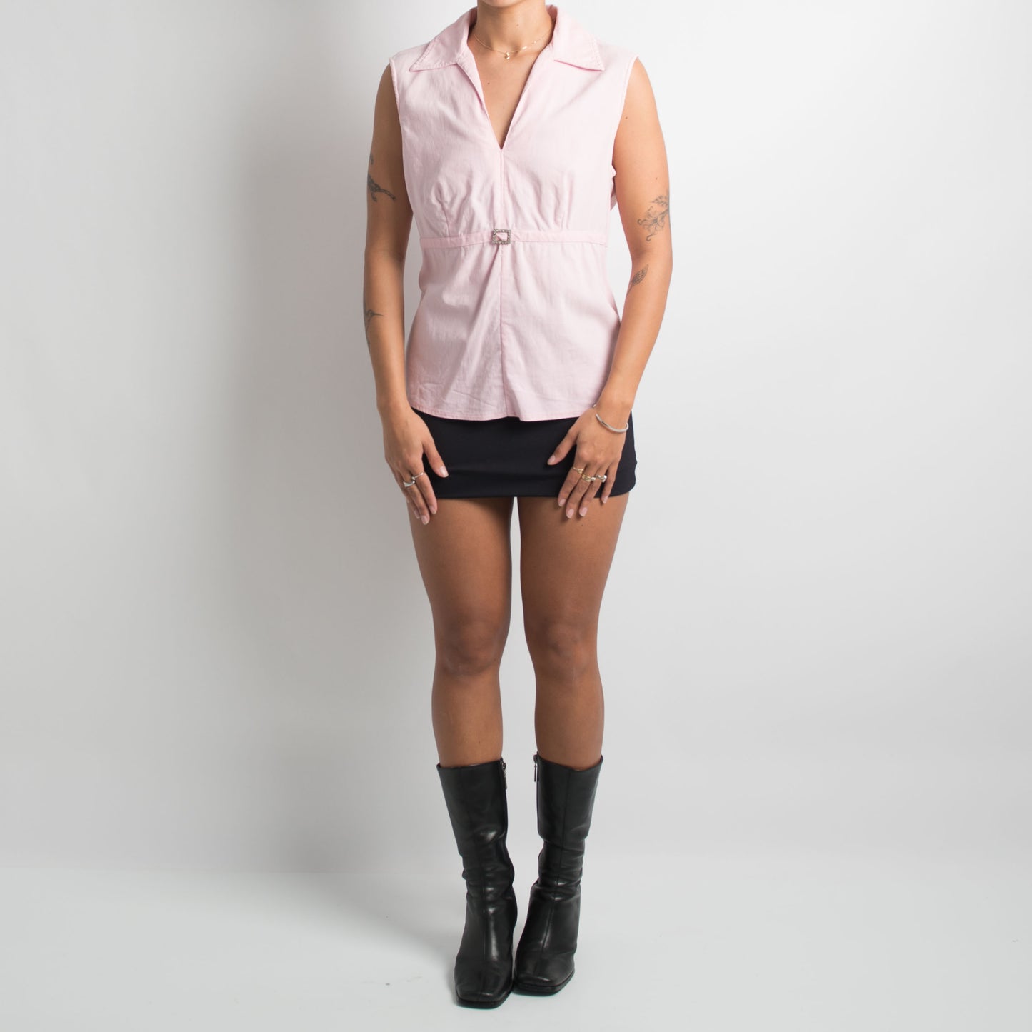 PINK SLEEVELESS BLOUSE