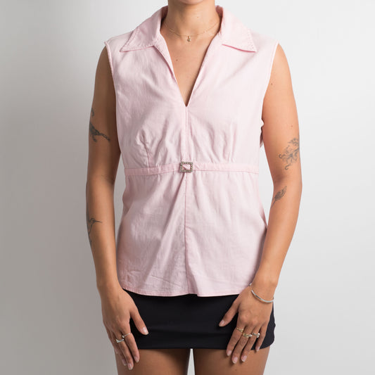 BLOUSE SANS MANCHES ROSE