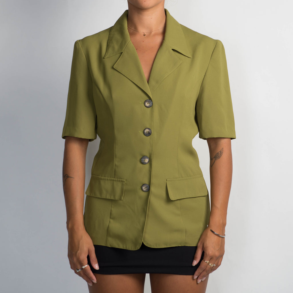 GREEN LONGLINE BLOUSE