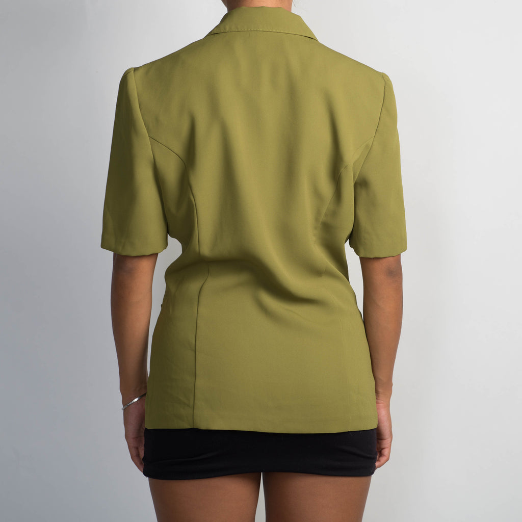 GREEN LONGLINE BLOUSE