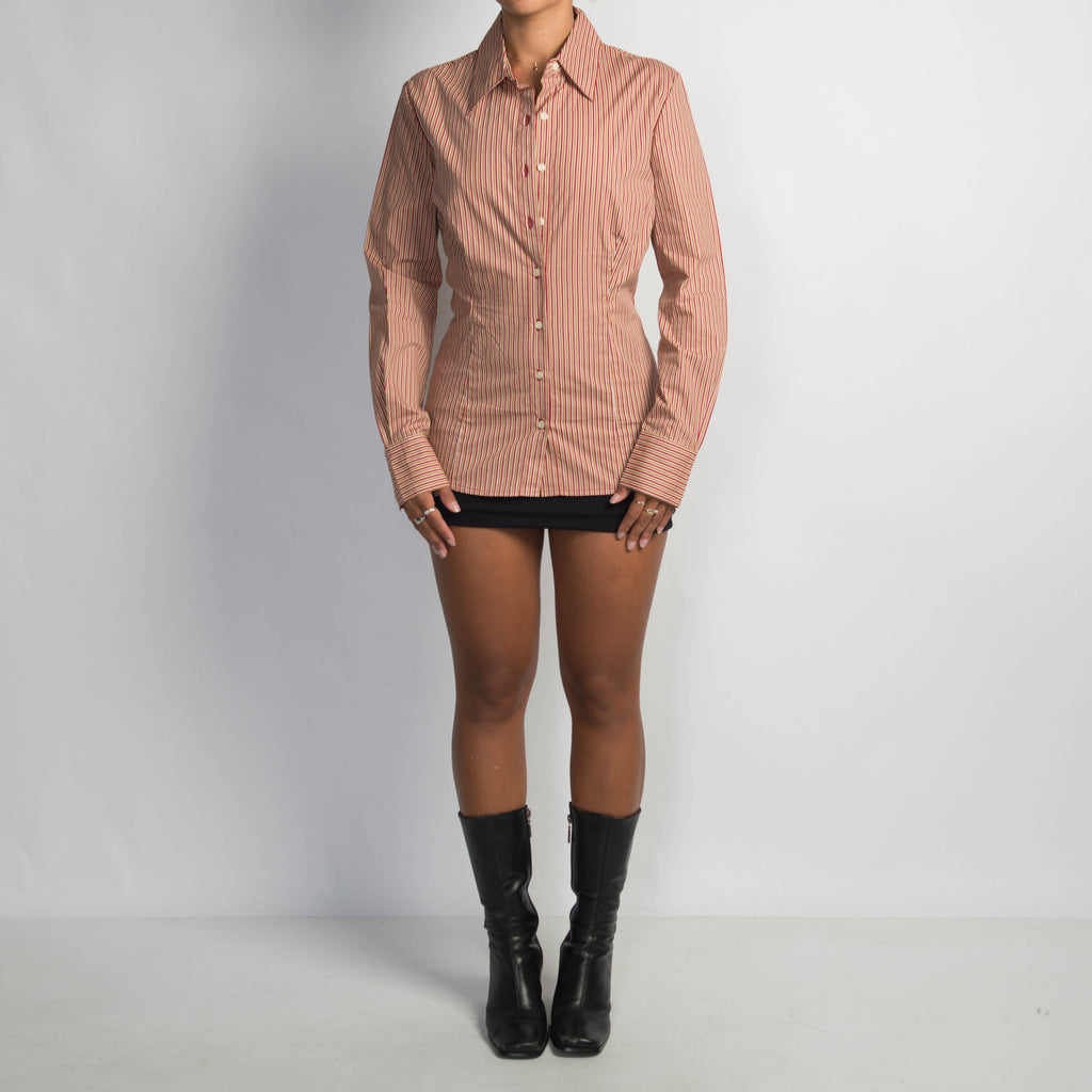 RED PINSTRIPE BLOUSE