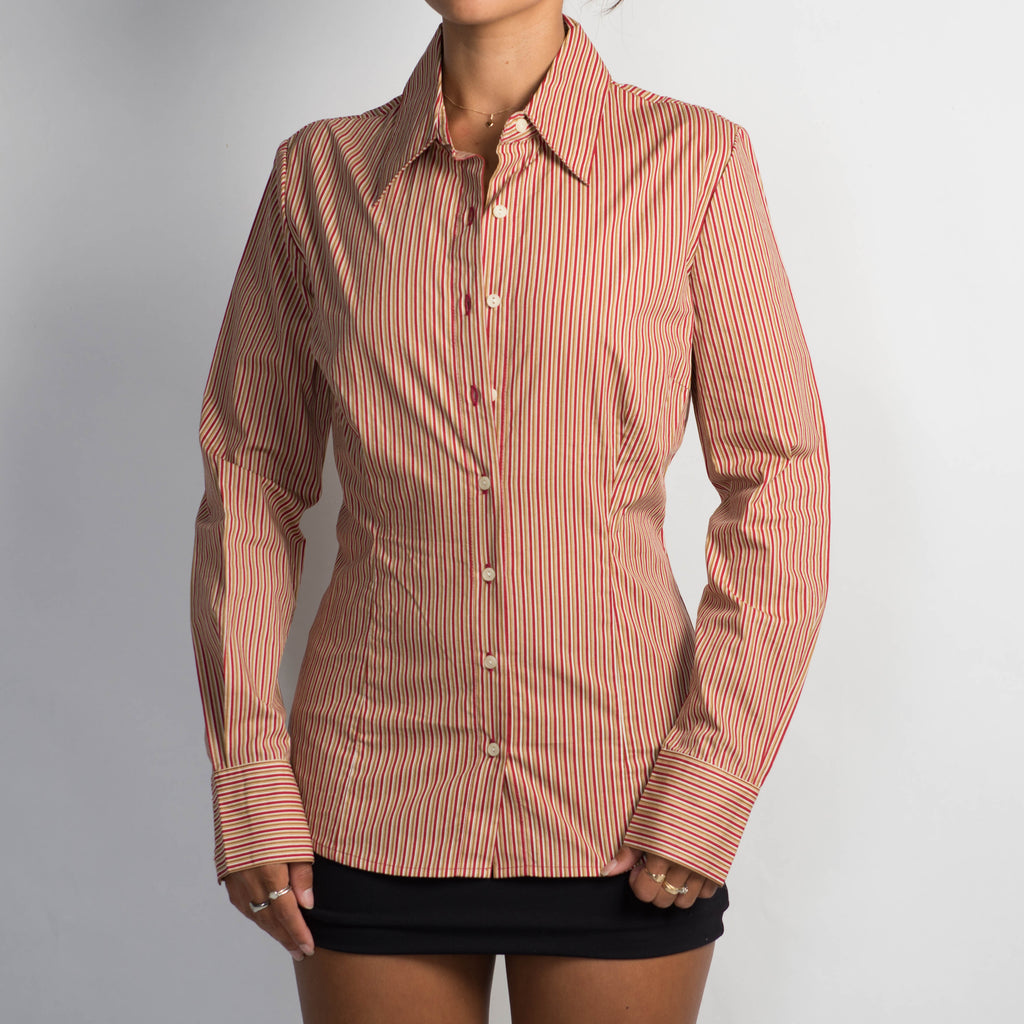 RED PINSTRIPE BLOUSE