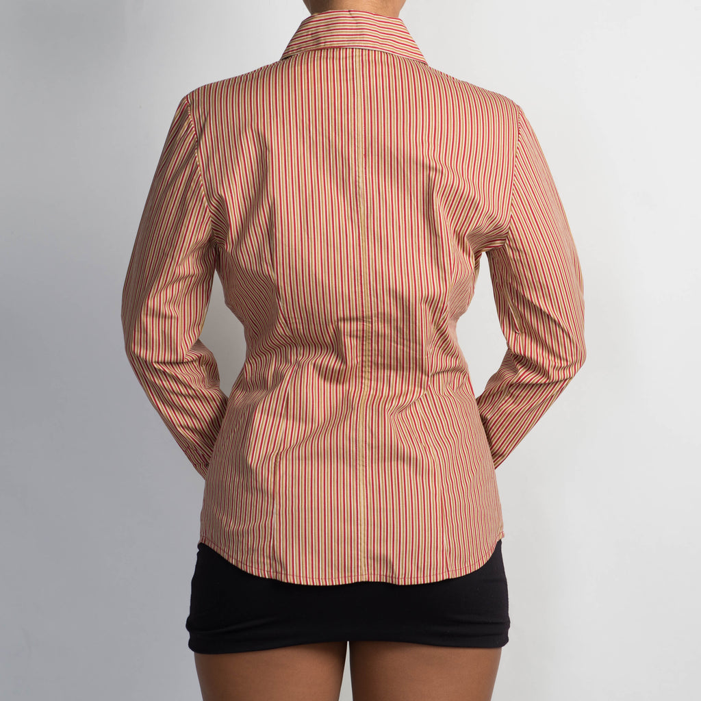 RED PINSTRIPE BLOUSE