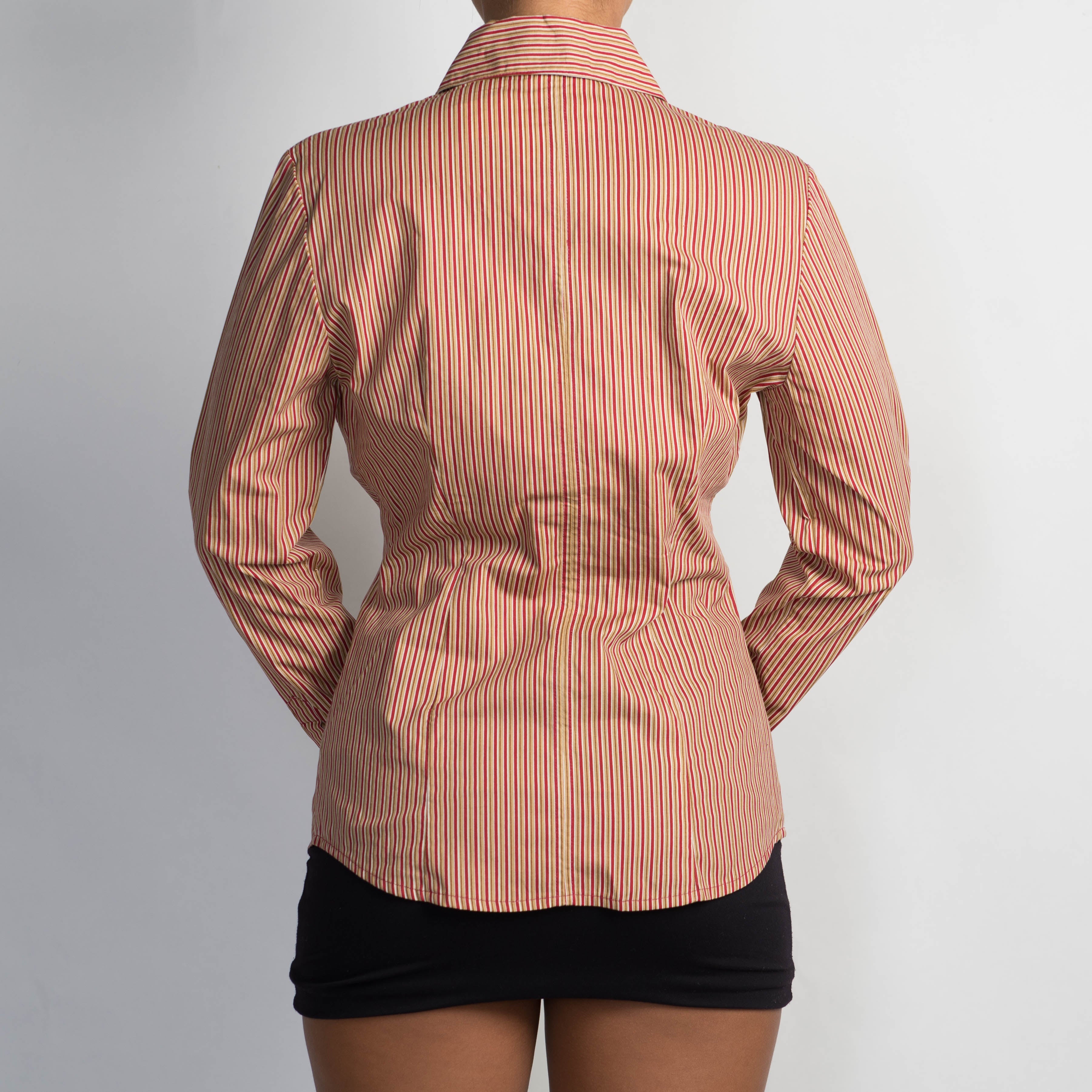 RED PINSTRIPE BLOUSE