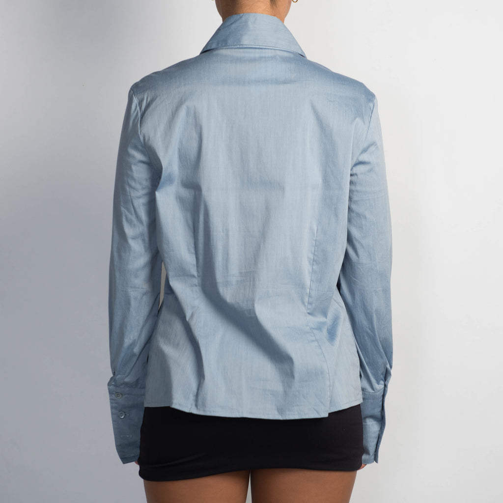 BLUE STRETCH BLOUSE