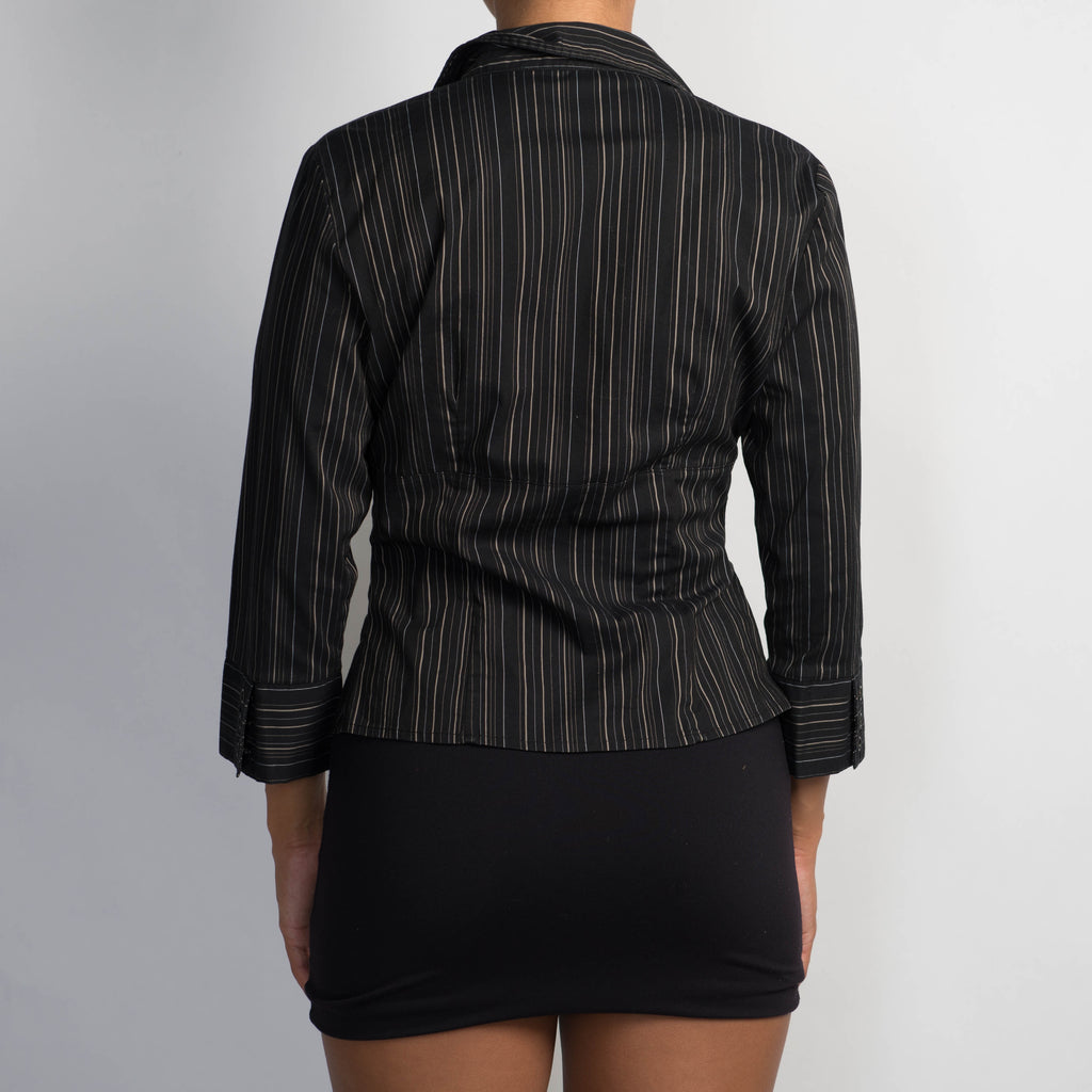 BLACK PINSTRIPE BLOUSE