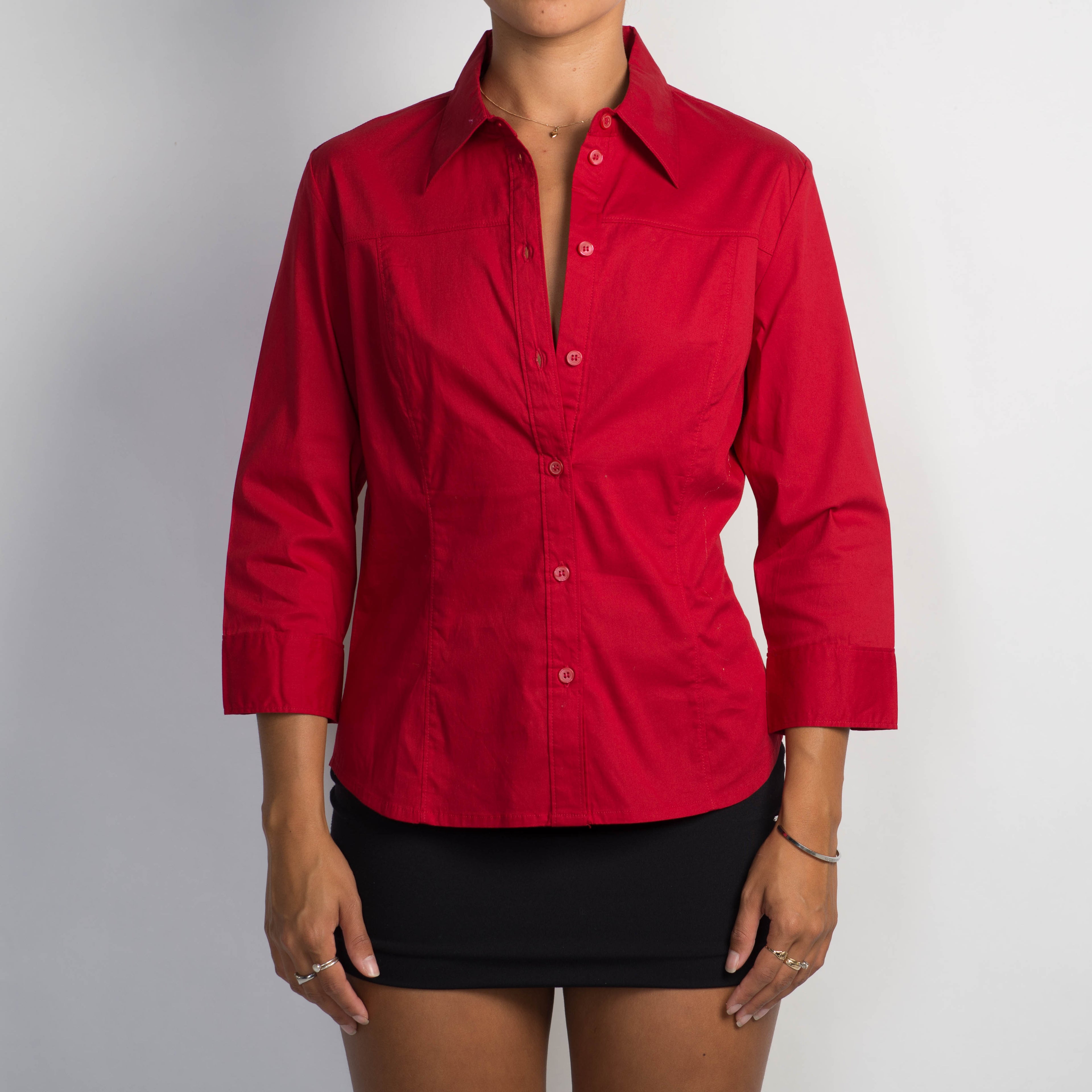 RED 3/4 SLEEVE BLOUSE
