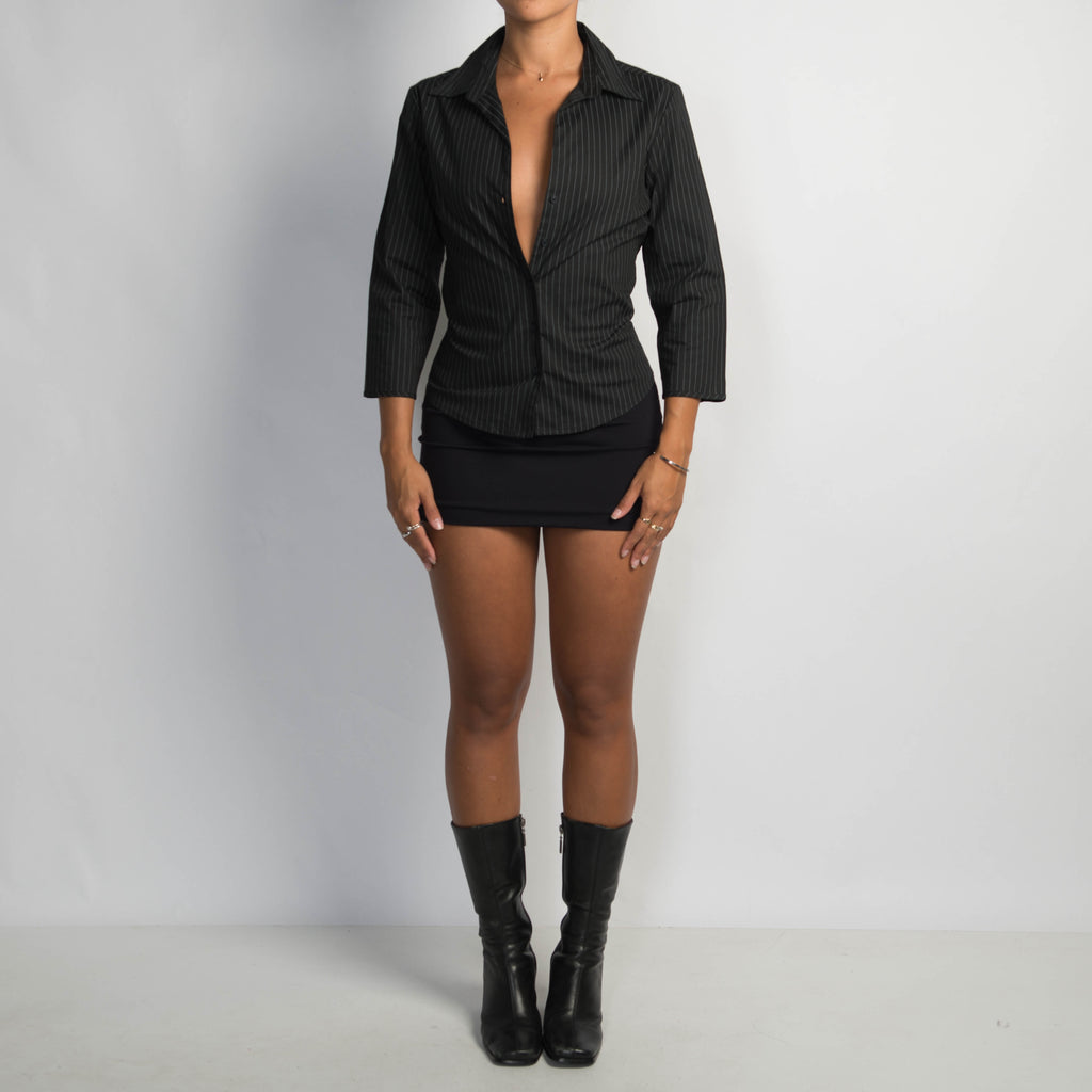 BLACK PINSTRIPE BLOUSE