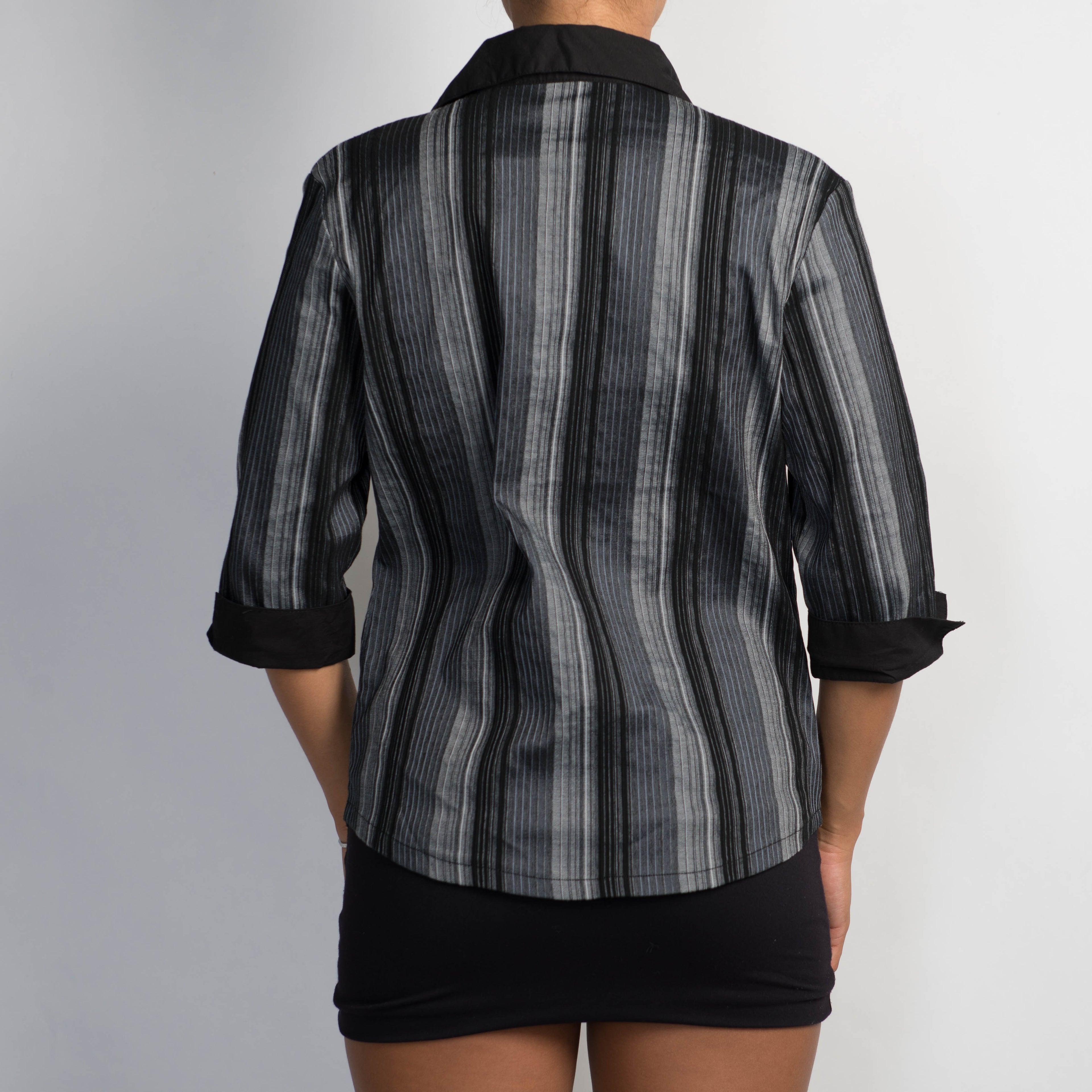 STRIPE DOUBLE ZIP BLOUSE