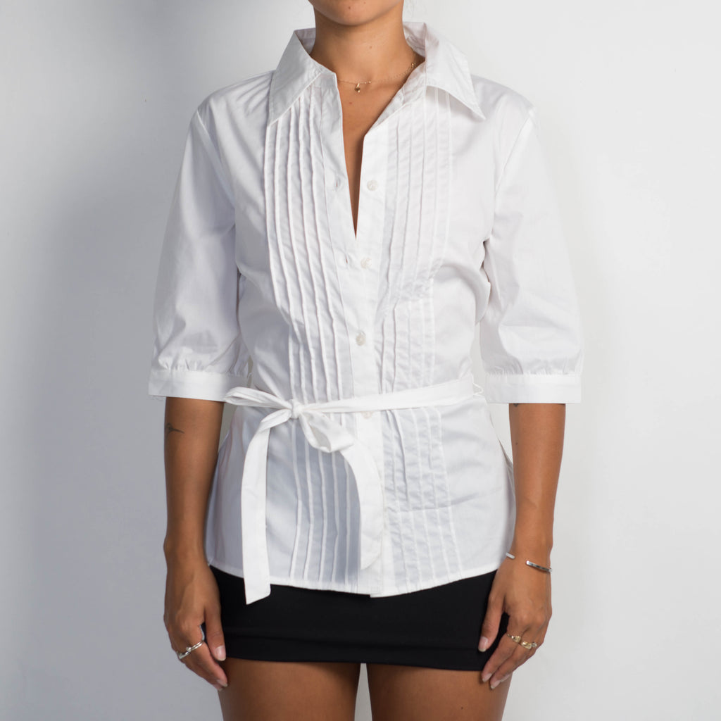 WHITE 1/2 SLEEVE BLOUSE