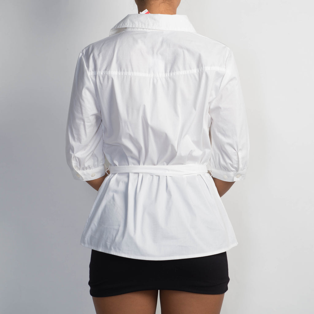 WHITE 1/2 SLEEVE BLOUSE
