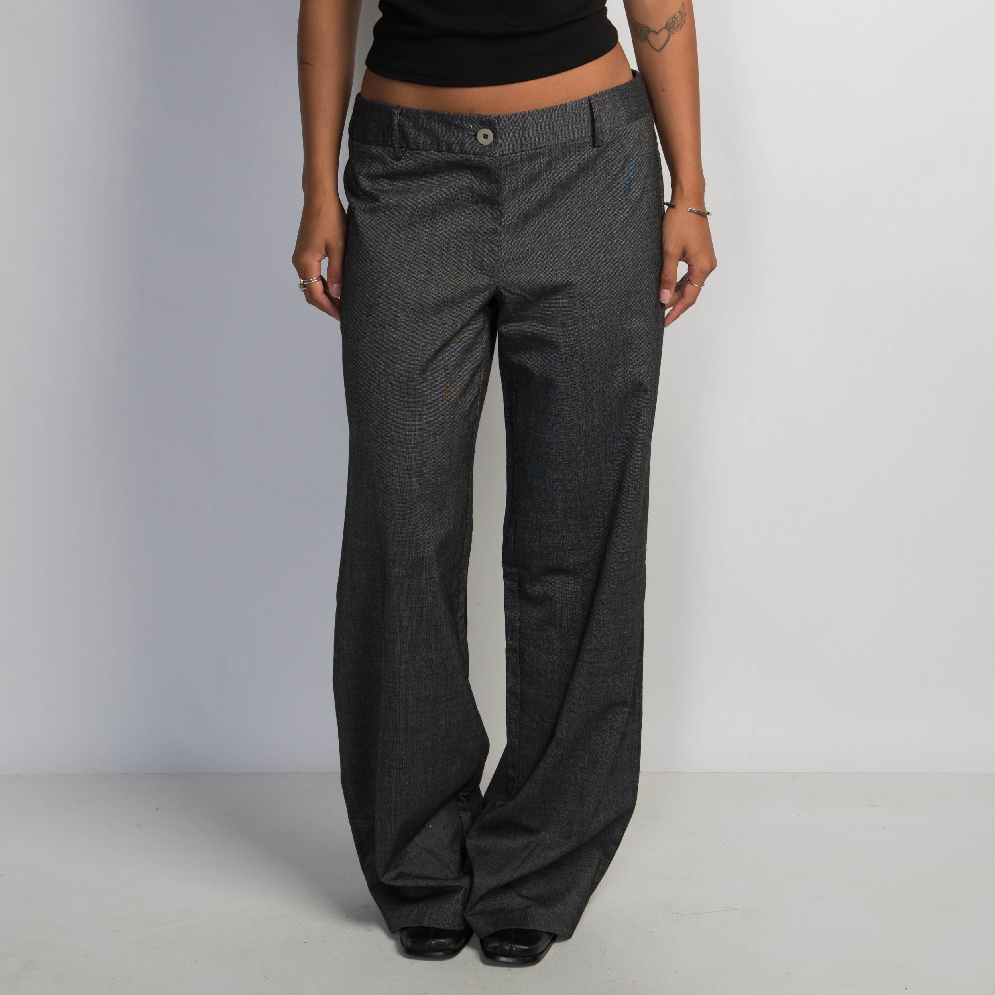 CHARCOAL WIDE LEG TROUSERS