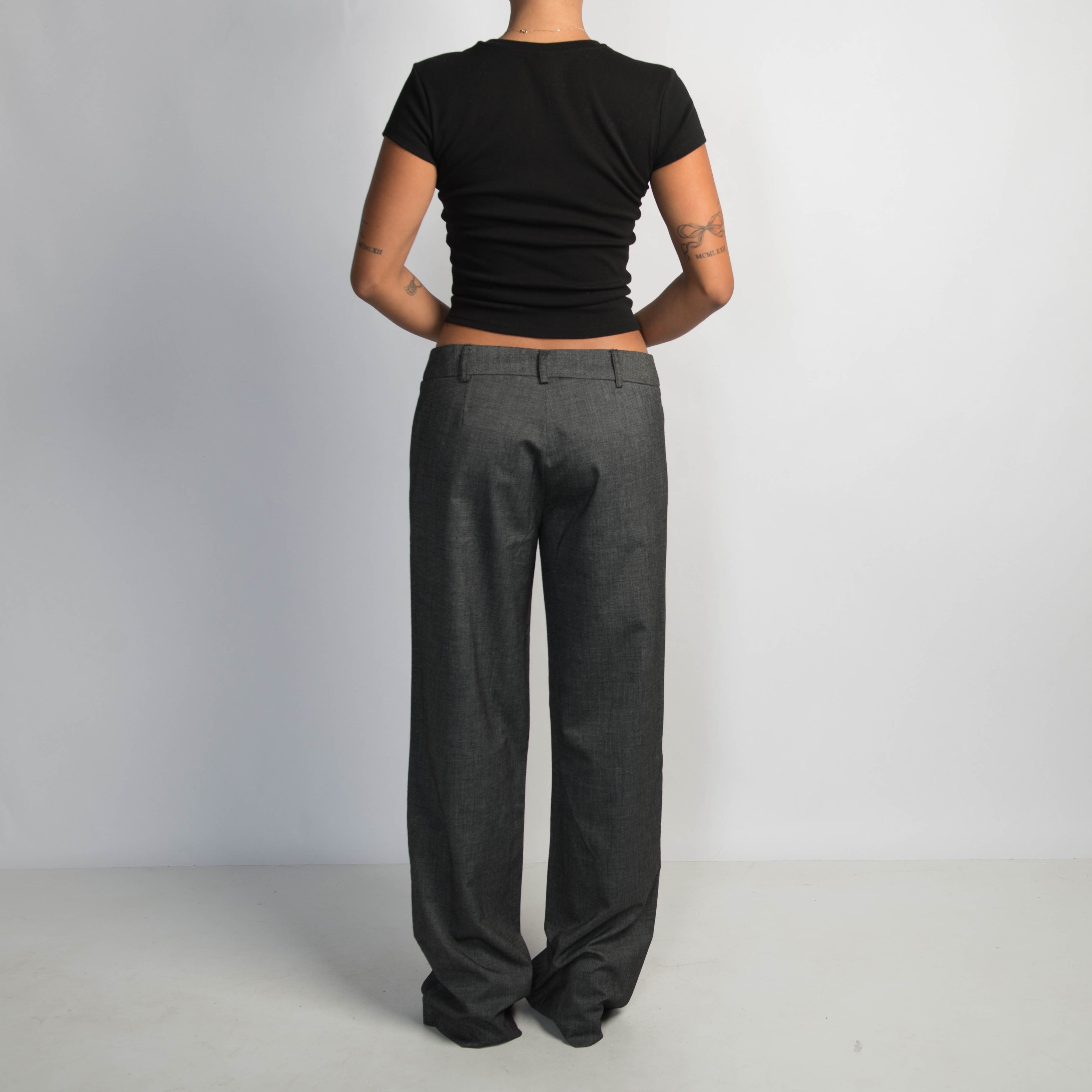 CHARCOAL WIDE LEG TROUSERS