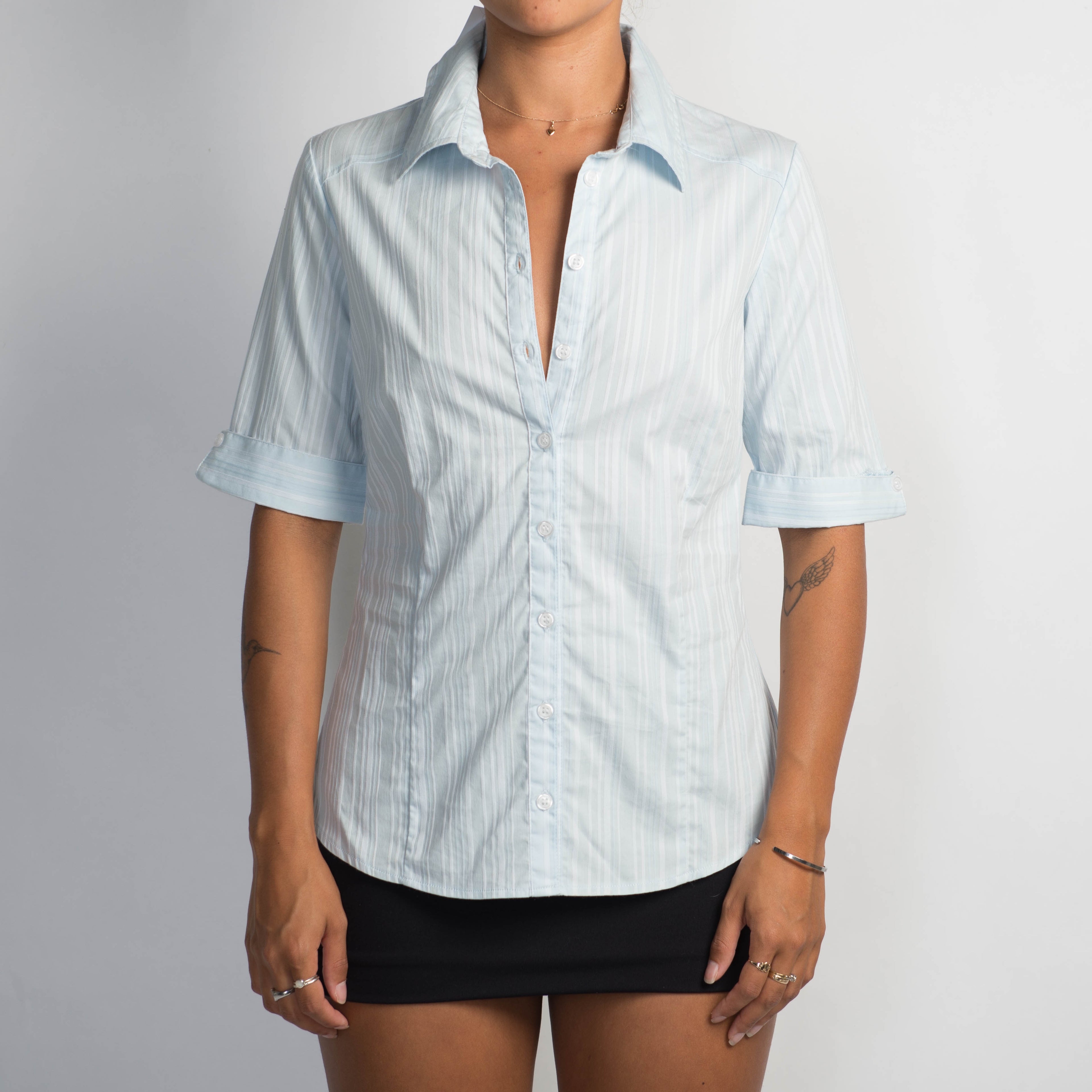 BLUE 1/2 SLEEVE BLOUSE