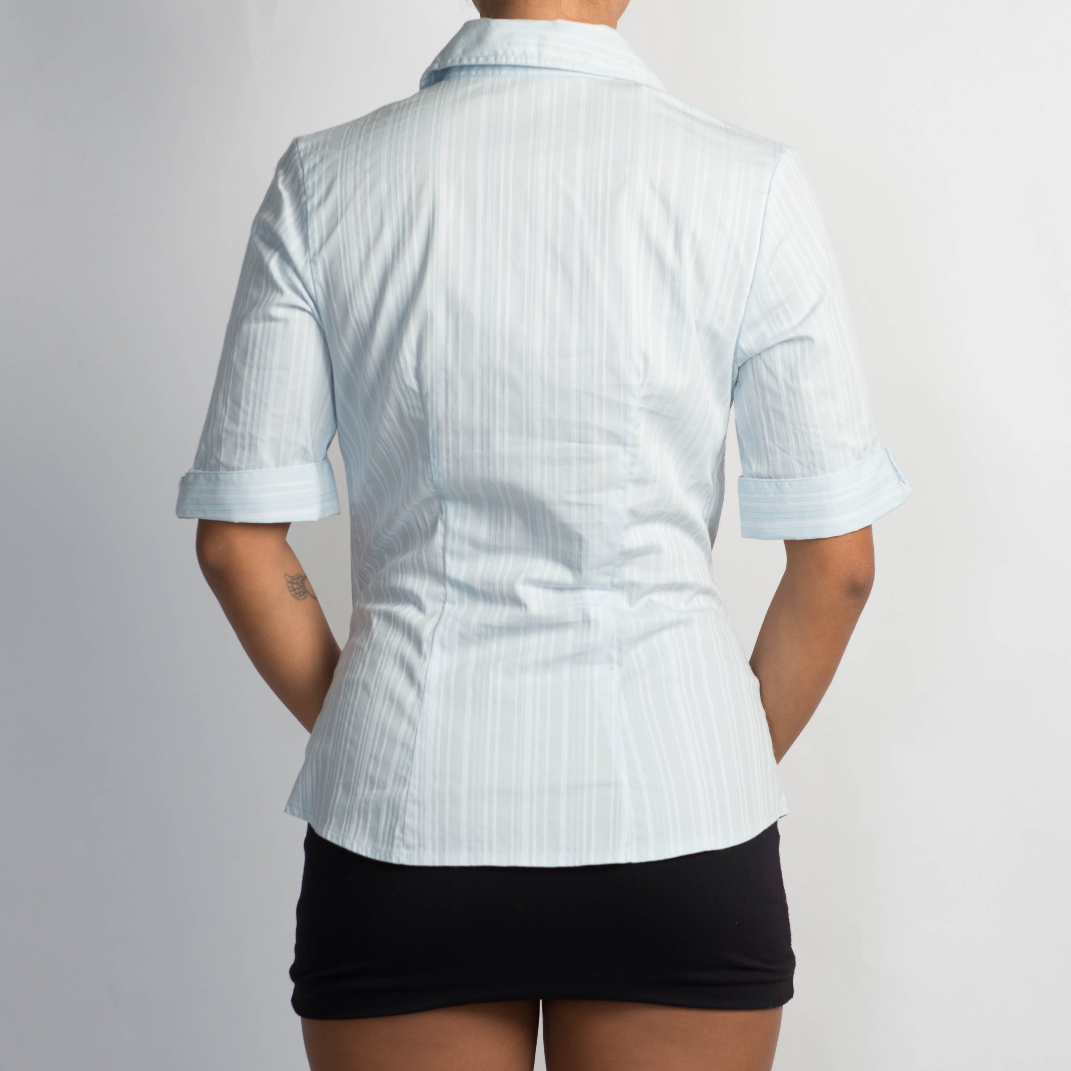 BLUE 1/2 SLEEVE BLOUSE