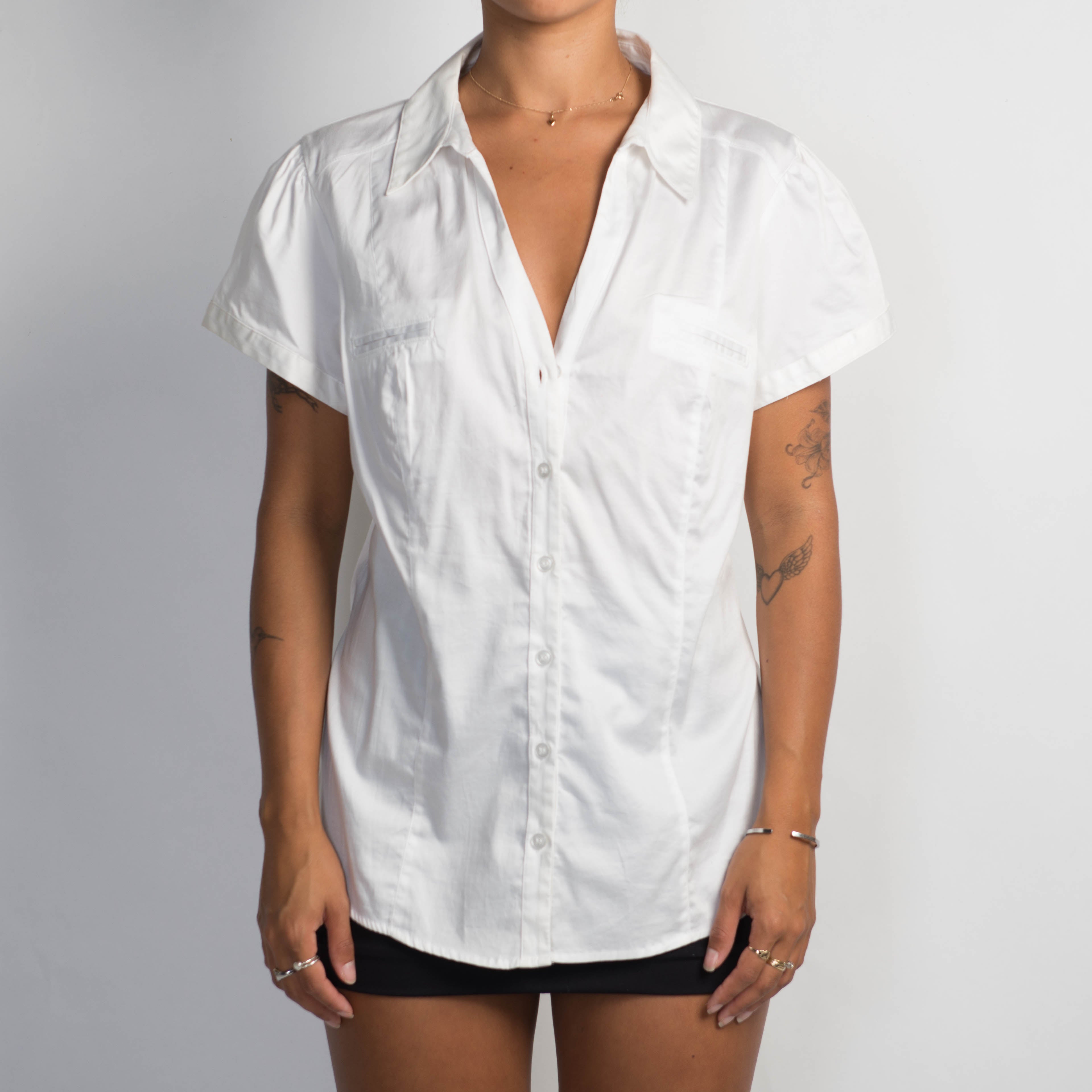 WHITE SHORT SLEEVE BLOUSE