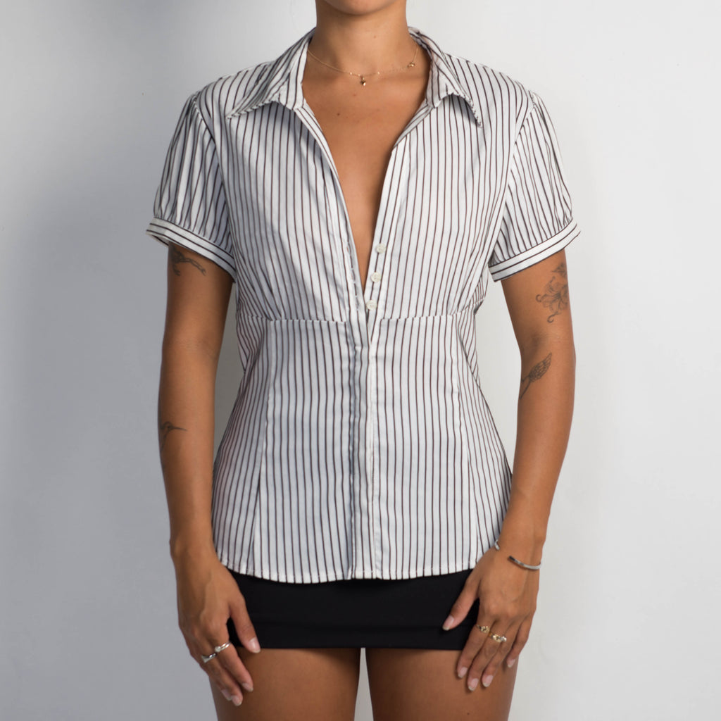 WHITE PINSTRIPE BLOUSE