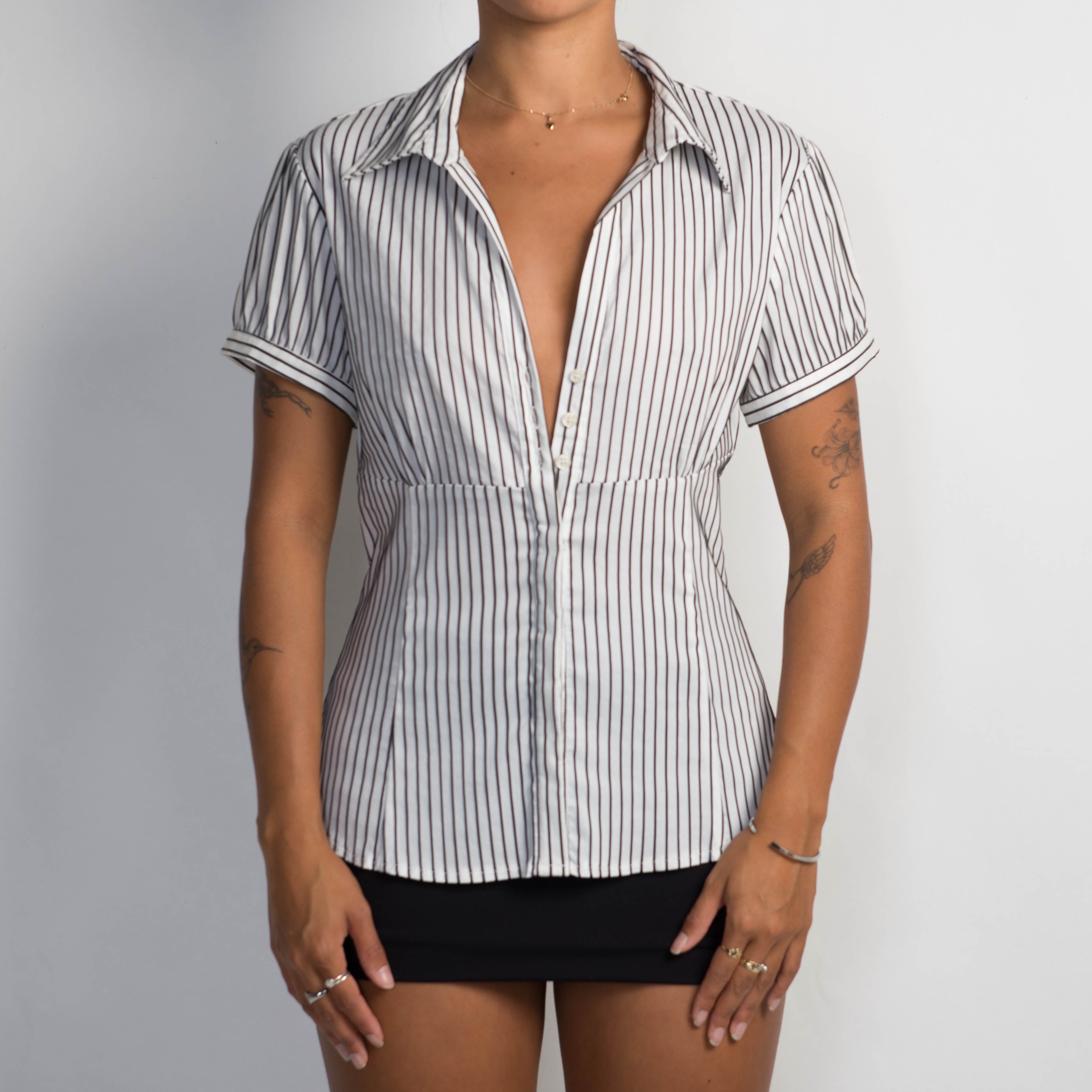 WHITE PINSTRIPE BLOUSE