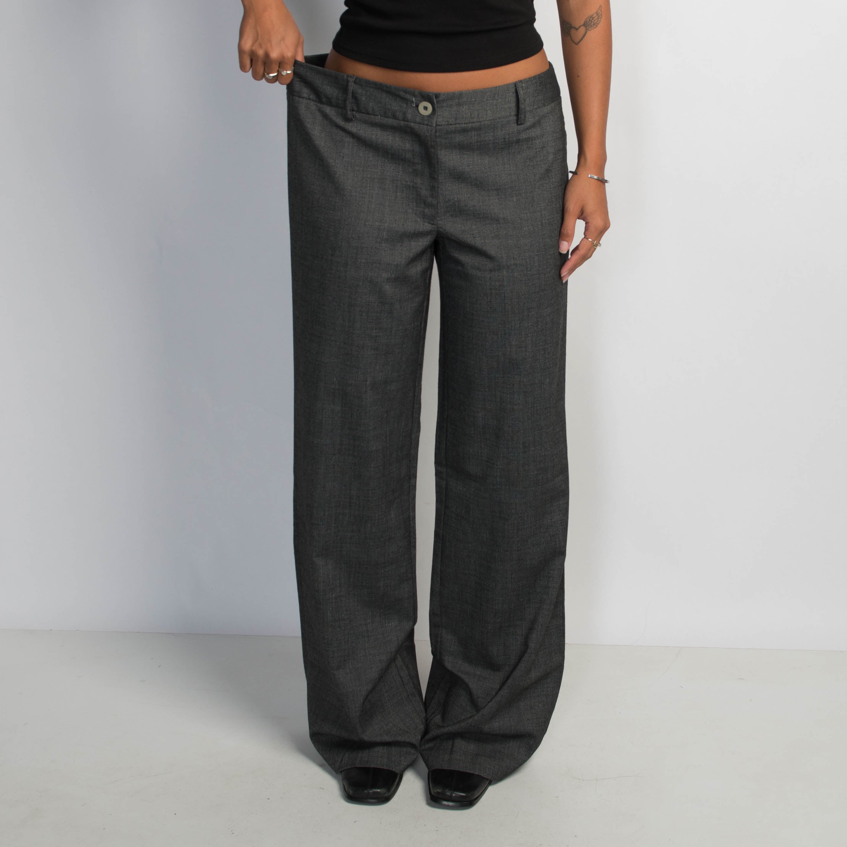 CHARCOAL WIDE LEG TROUSERS