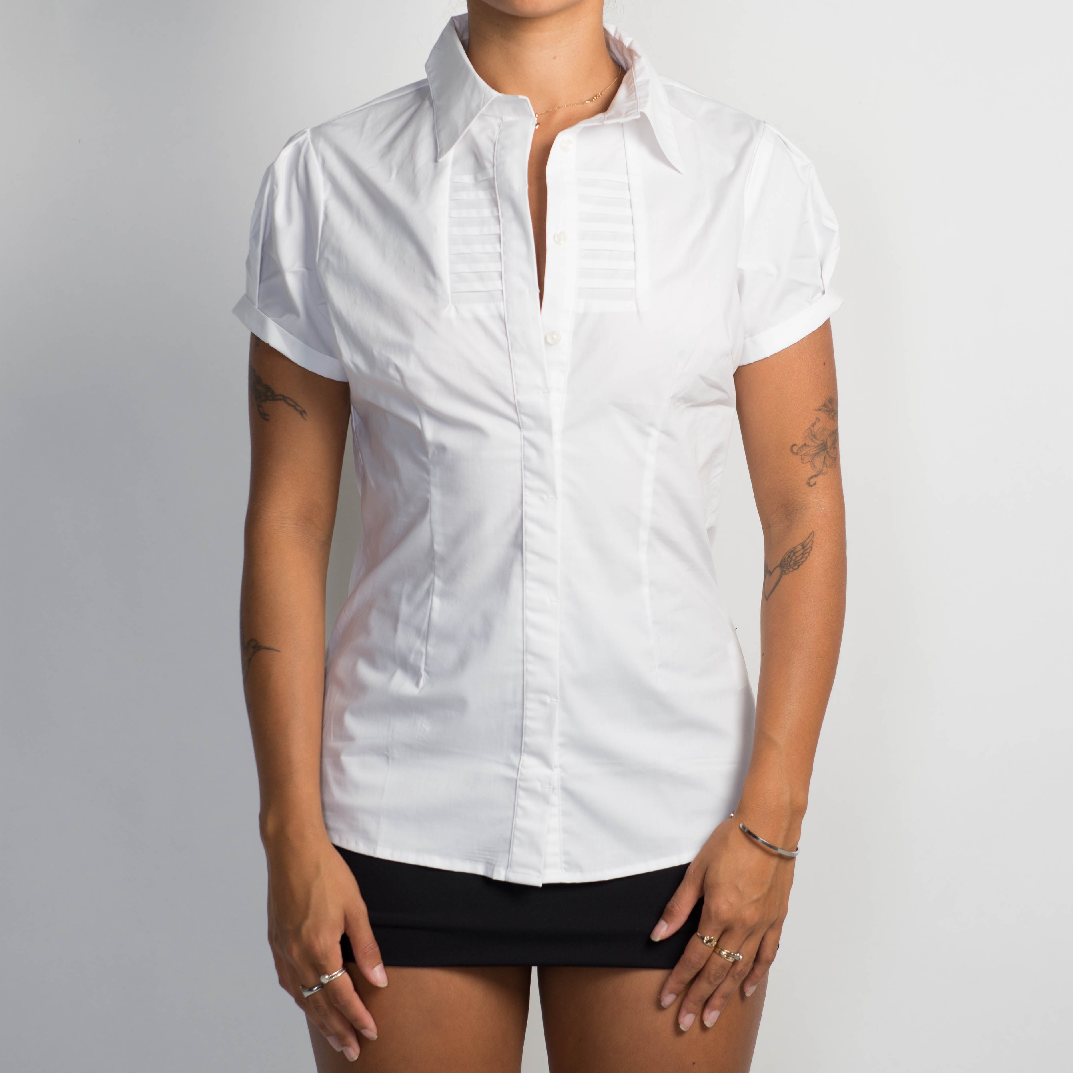 WHITE SHORT SLEEVE BLOUSE