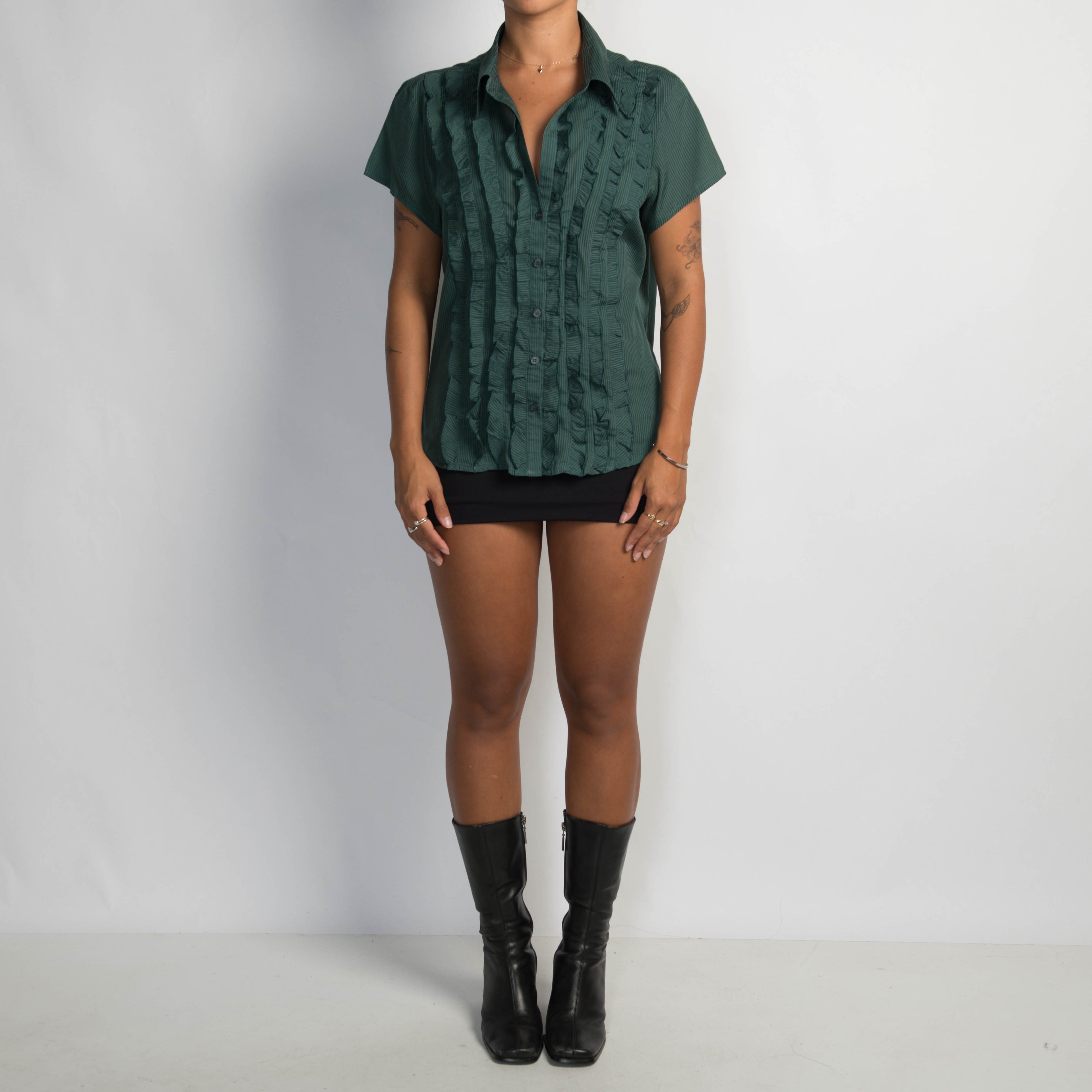 GREEN RUFFLE BLOUSE