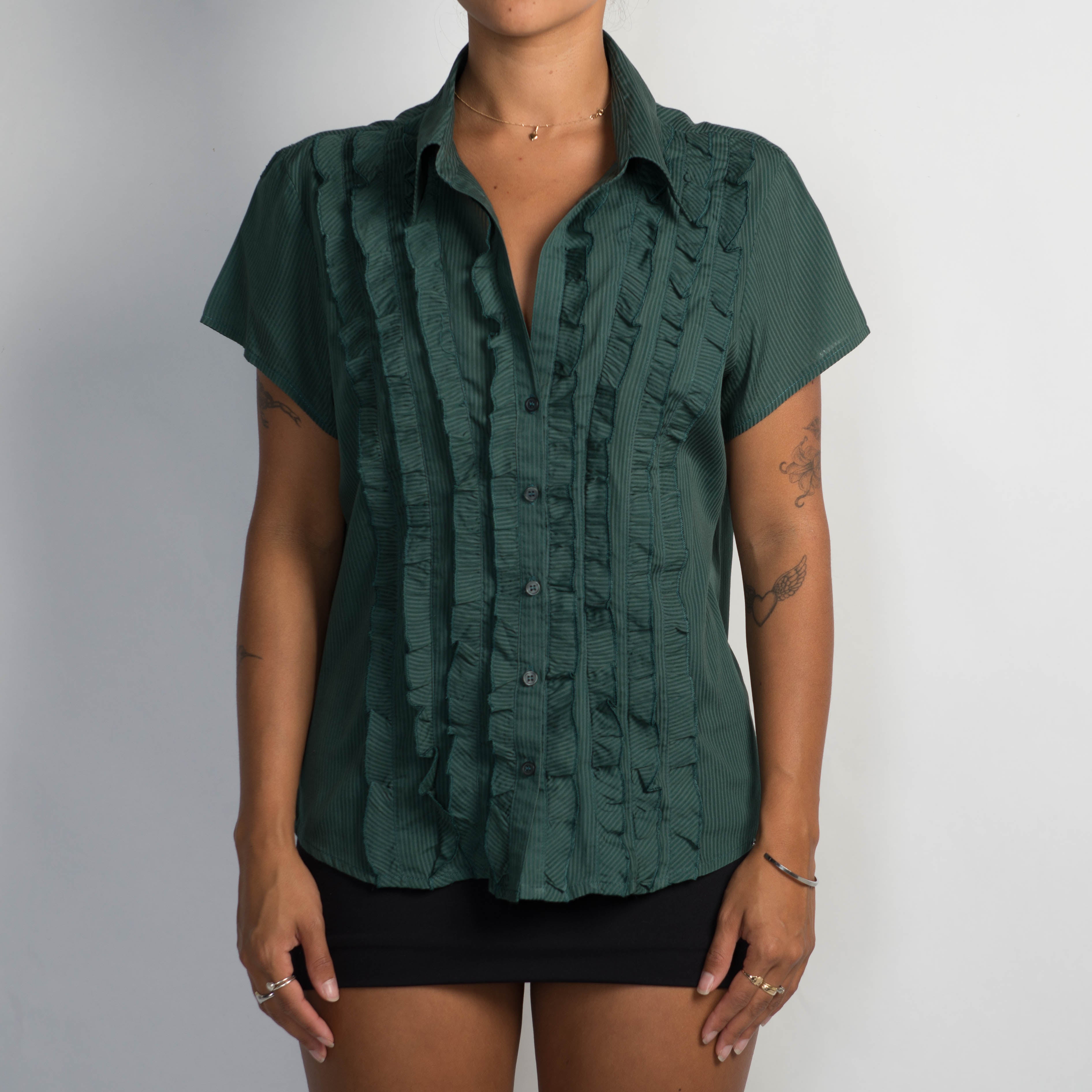 GREEN RUFFLE BLOUSE