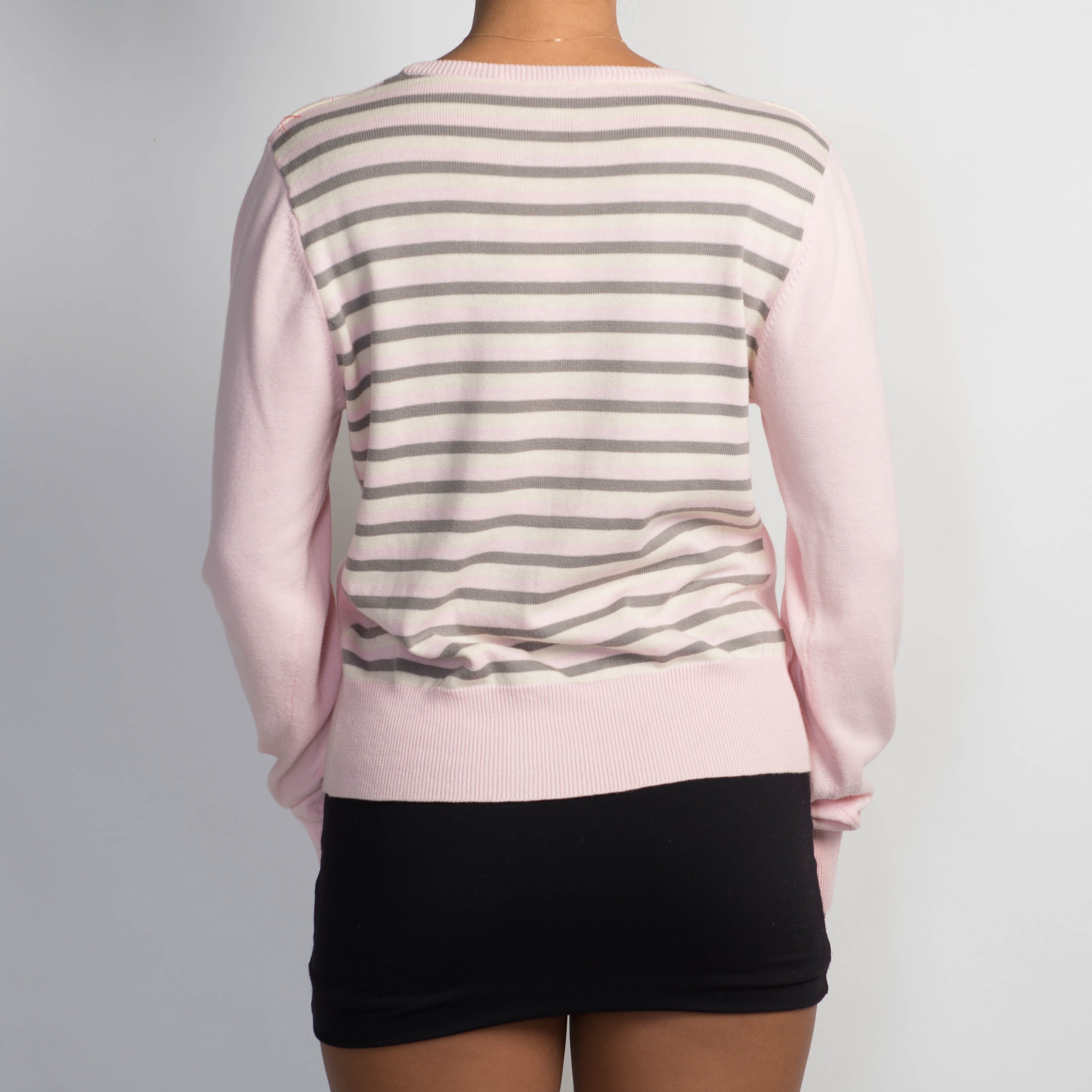 PINK ARGYLE KNIT TOP
