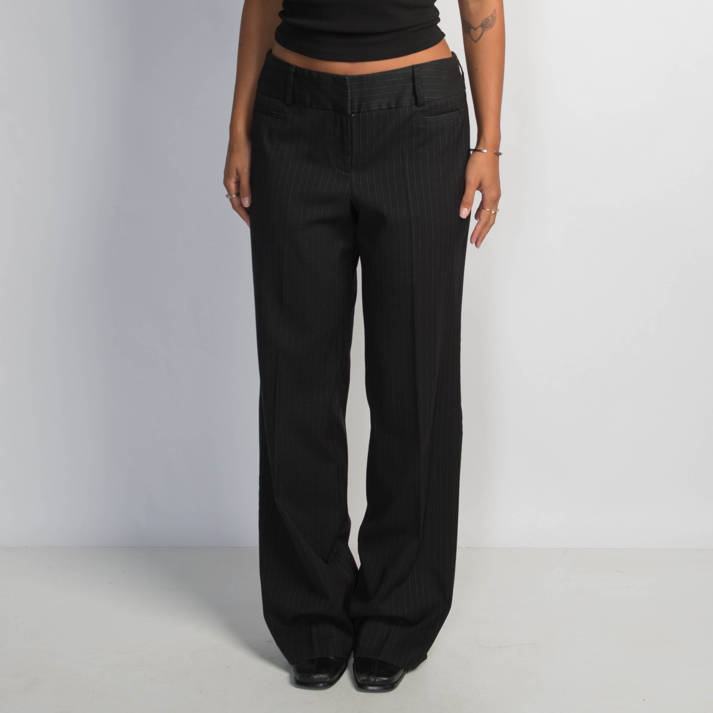 BLACK PINSTRIPE TROUSERS