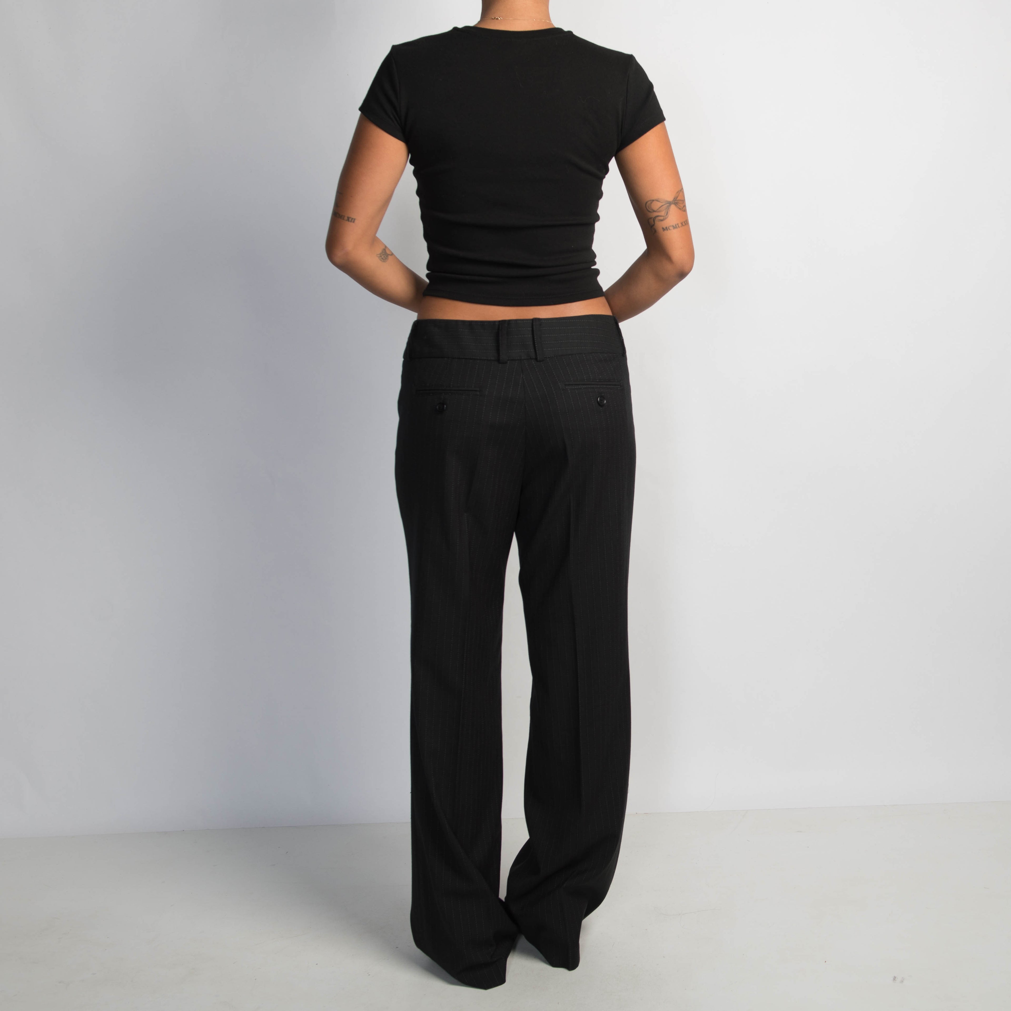 BLACK PINSTRIPE TROUSERS