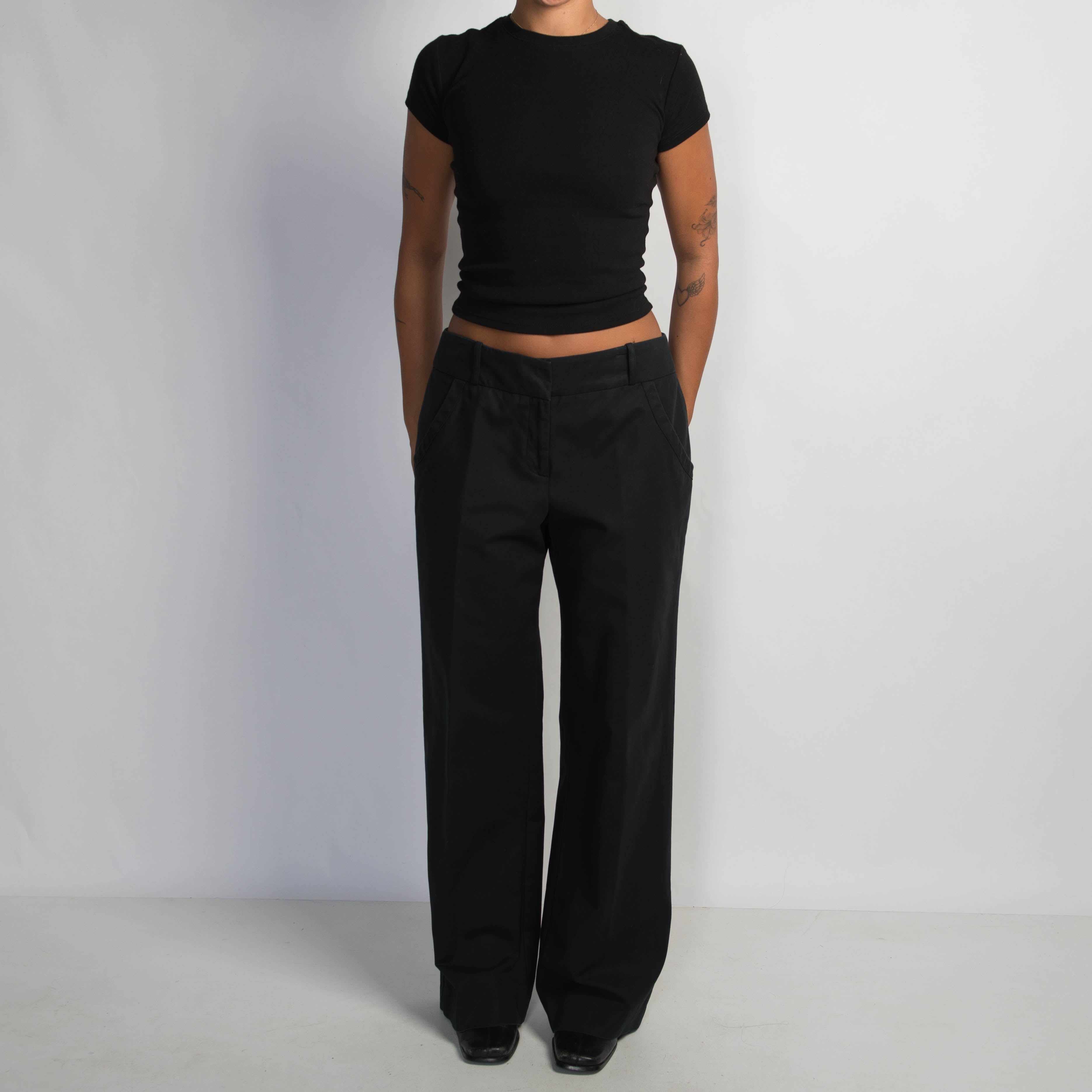 BLACK WIDE LEG TROUSERS
